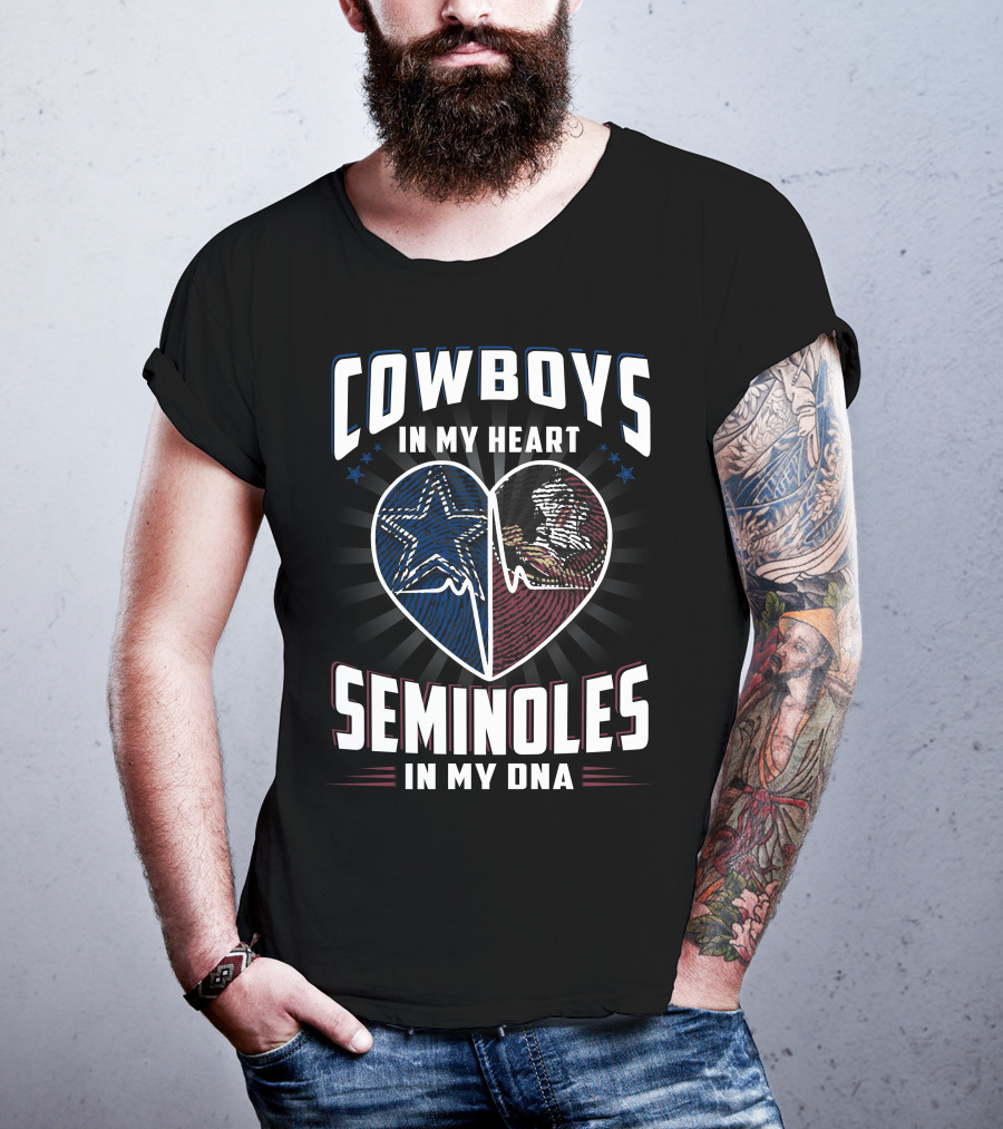 Cowboys In My Heart Seminoles In My Dna T-Shirt