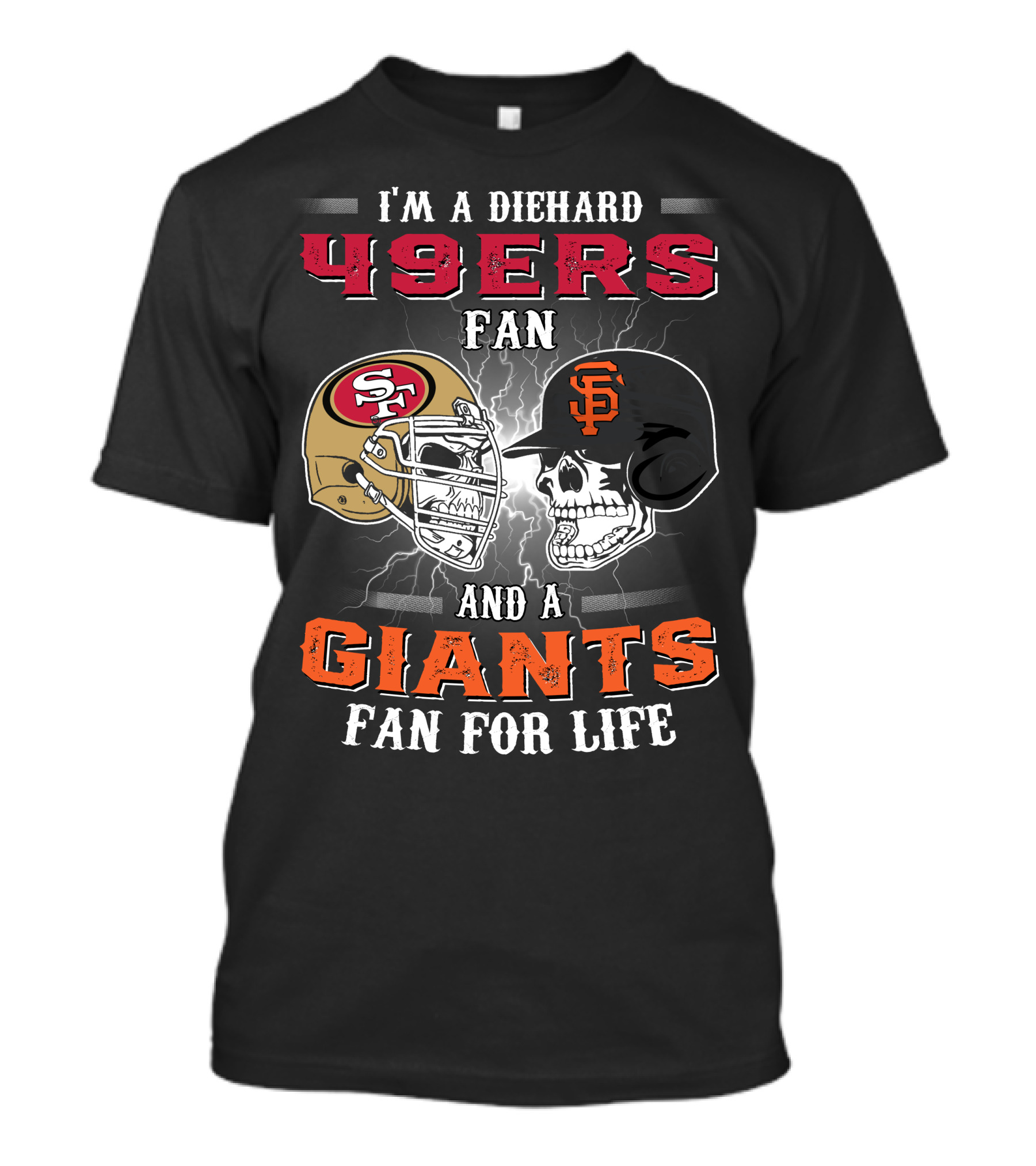 49ers Fan And A Giants Fan San Francisco Football And Baseball Helmets T-Shirt