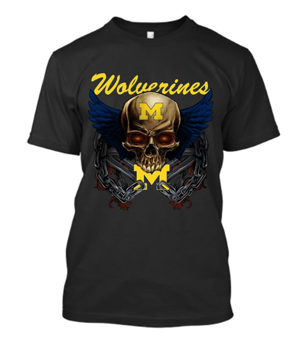 Wolverines M Skull Wings Chains T-Shirt