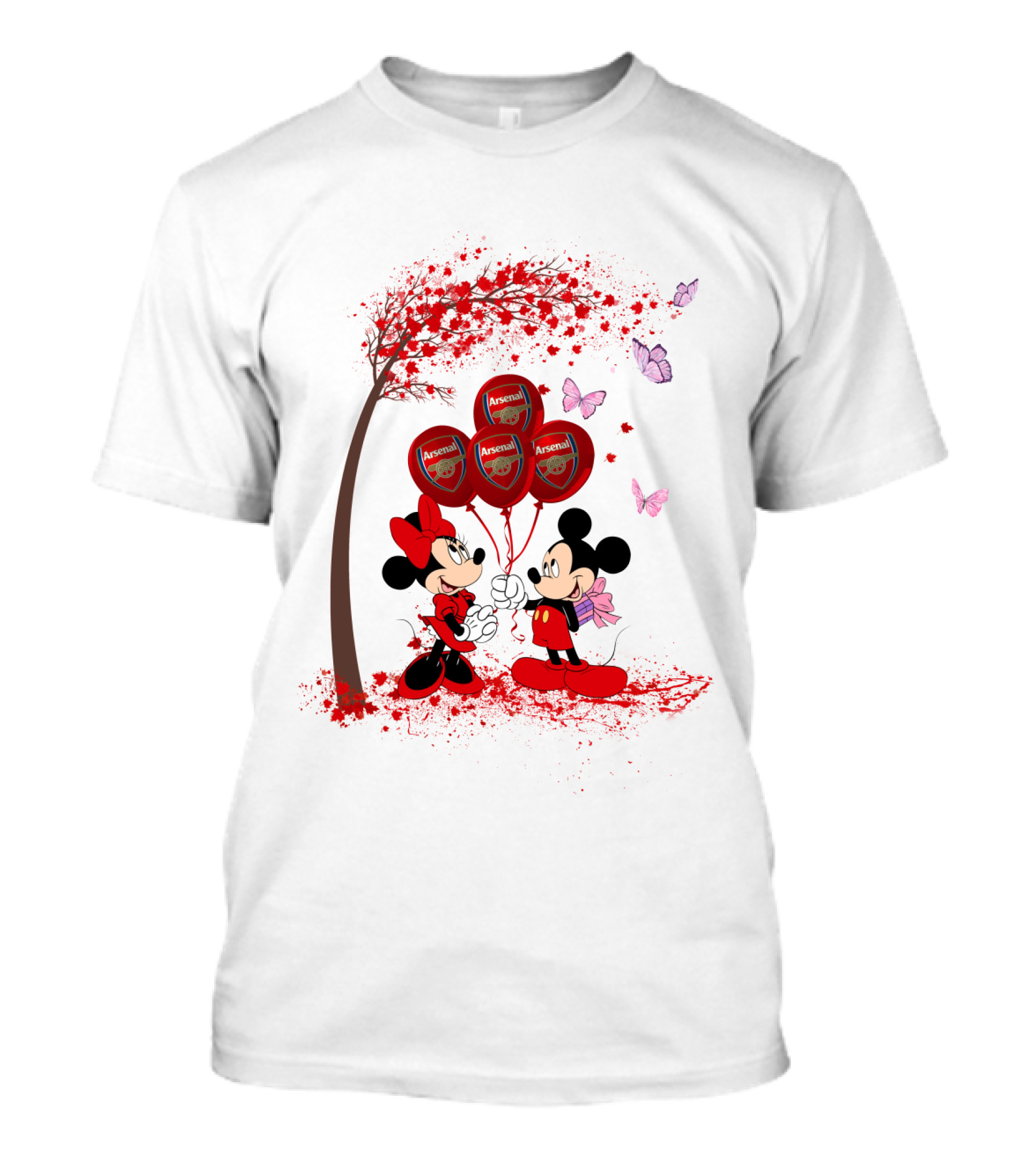 DH 29 Premier League Arsenal Mickey Minnie Balloons T-Shirt