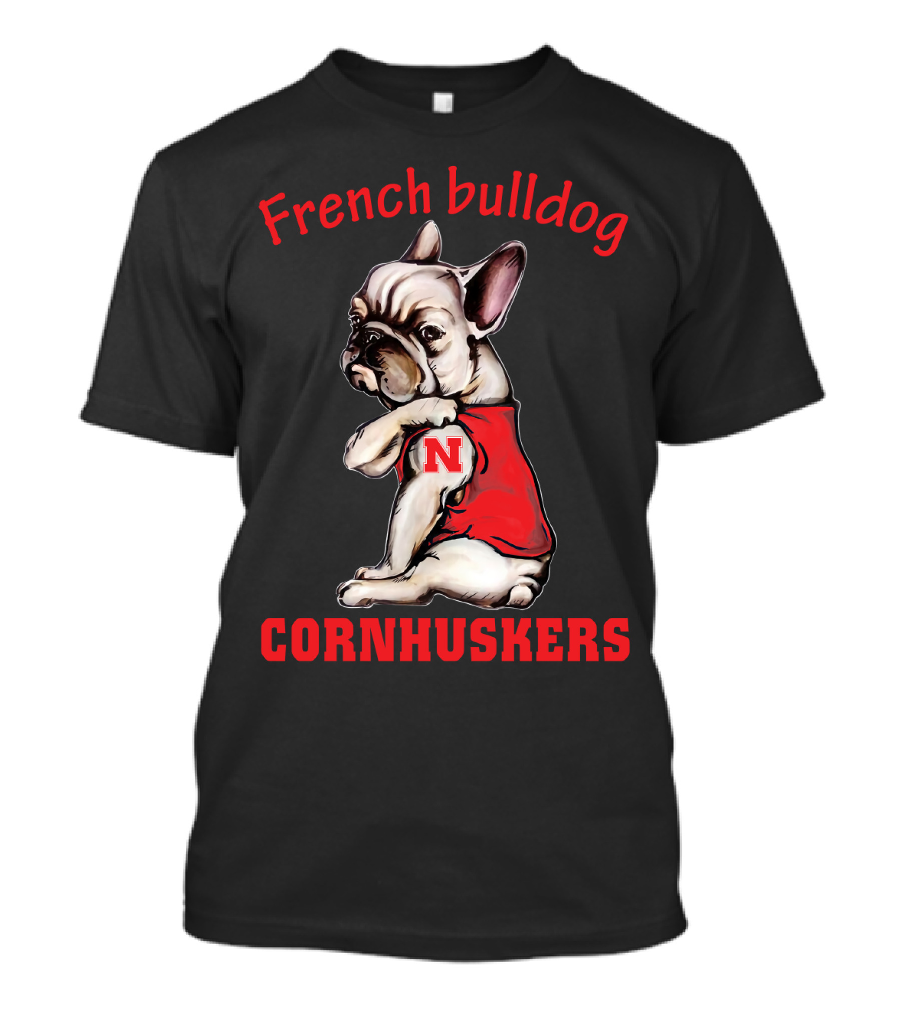 French Bulldog Cornhuskers N Nebraska T-Shirt