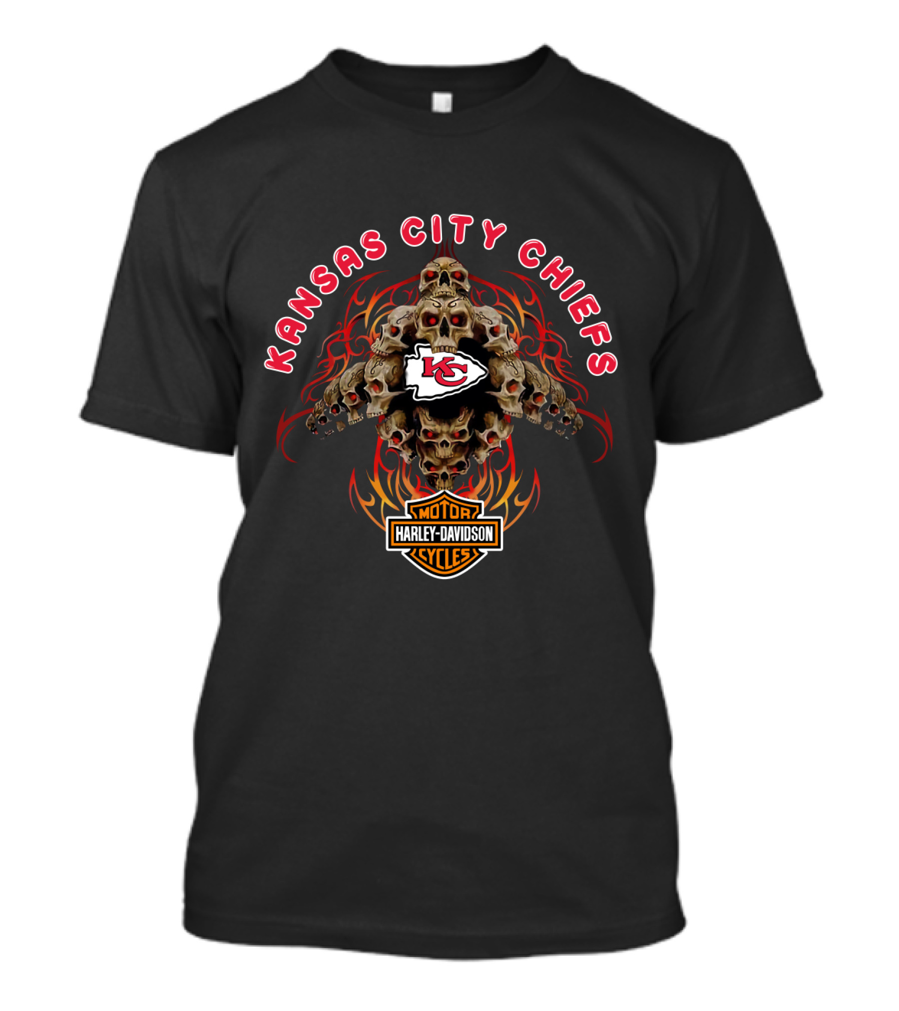 Kansas City Chiefs Harley Davidson Skulls T-Shirt