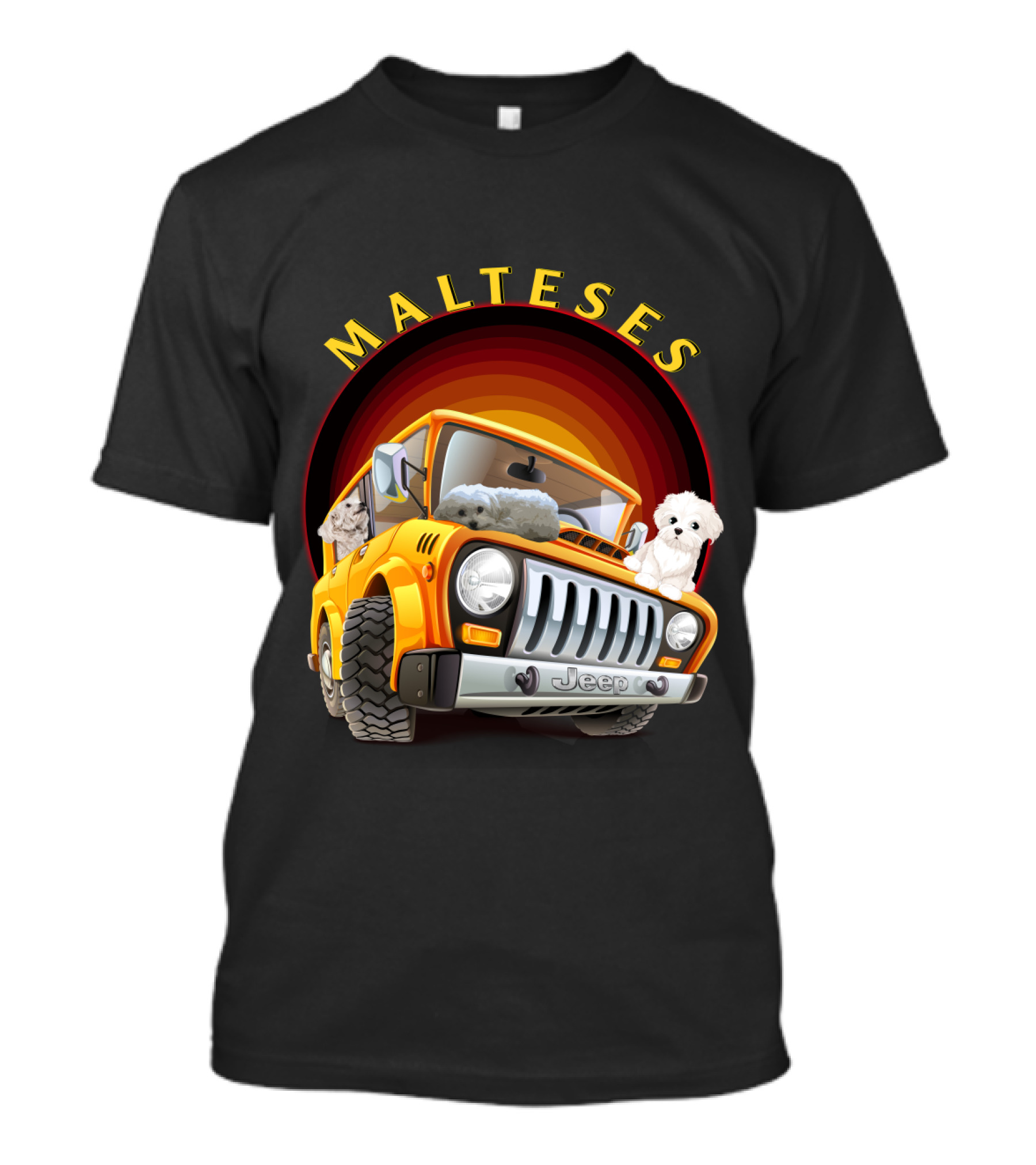 Malteses Jeep With Maltese Dogs T-Shirt