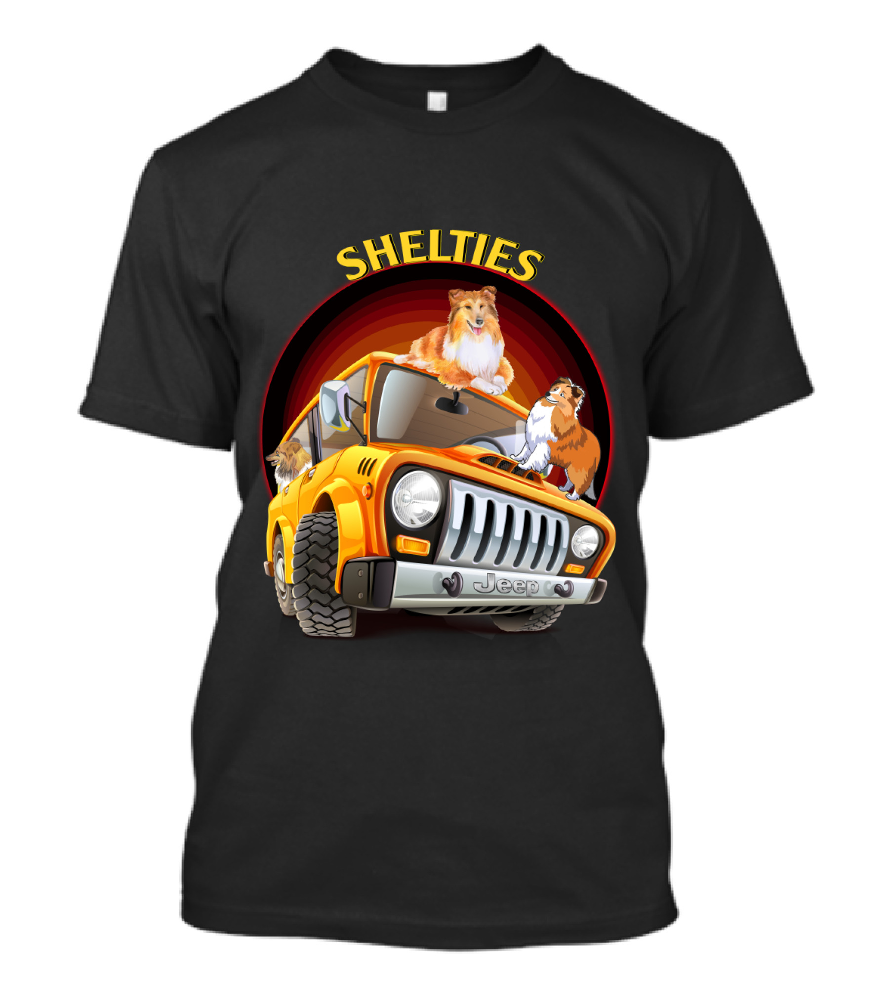 Shelties On Jeep Adventure Dh T-Shirt