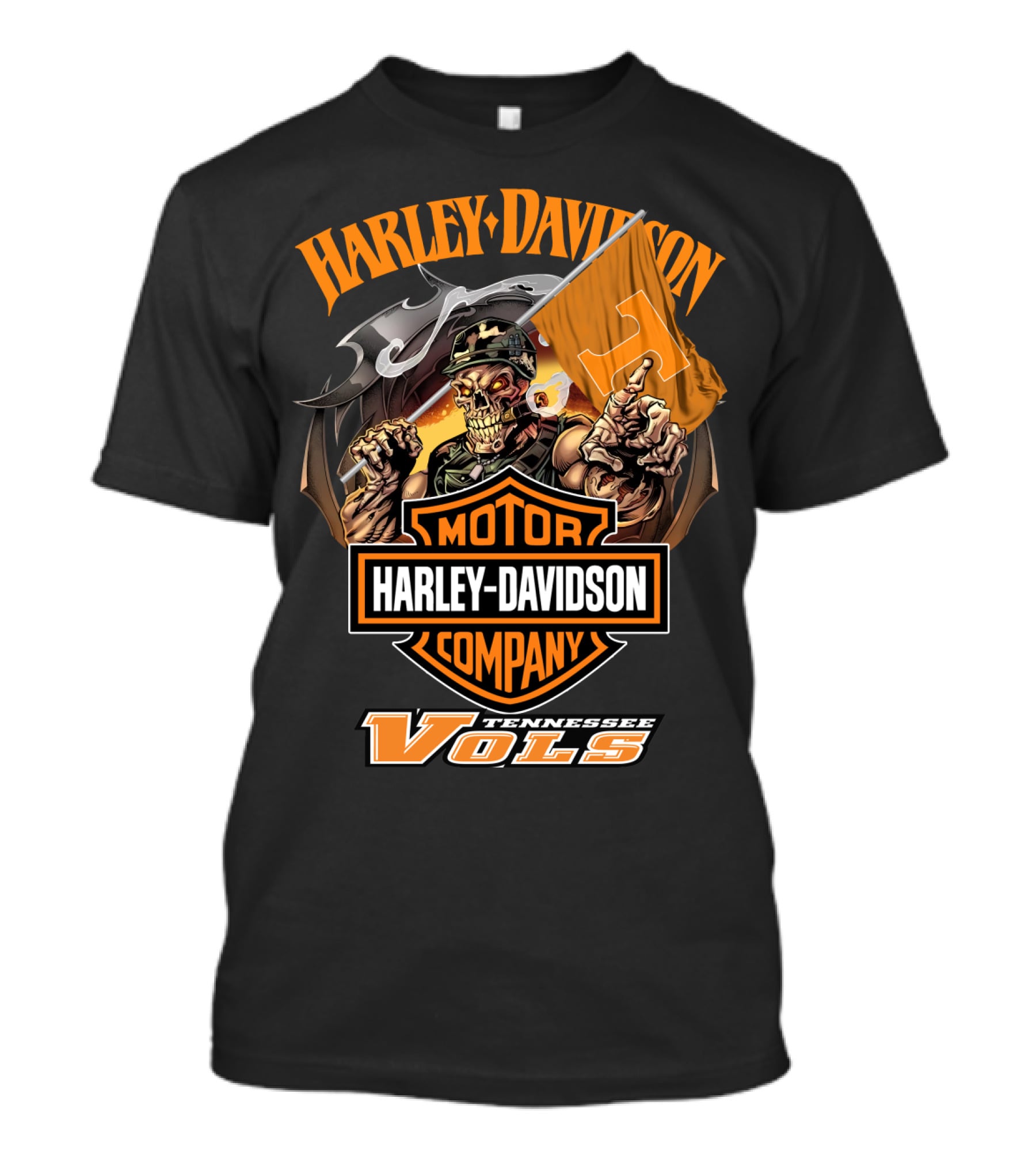 Harley Davidson Tennessee Volunteers Vols Skeleton T-Shirt