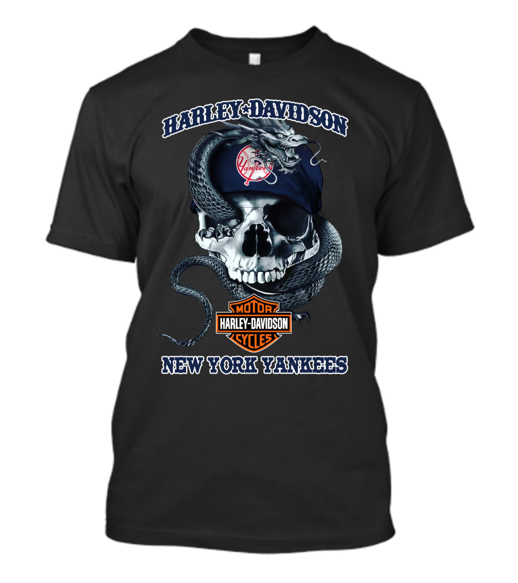 Harley Davidson New York Yankees Skull Snake T-Shirt
