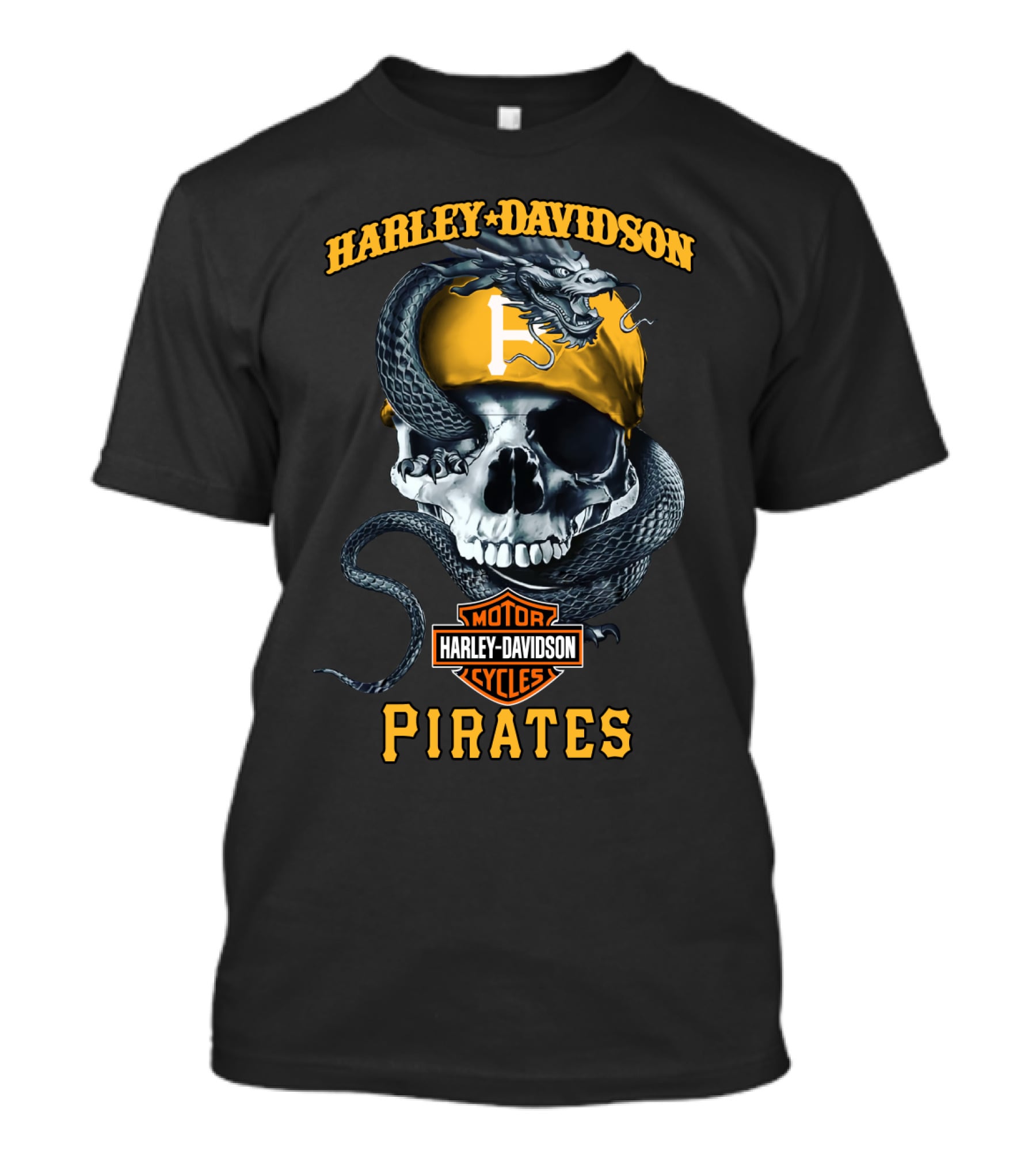 Harley Davidson Pirates Pittsburgh Skull And Snake T-Shirt