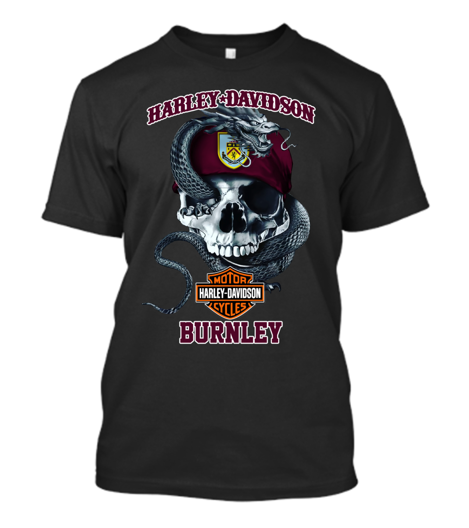 Harley Davidson Motor Cycles Skull Snake Burnley T-Shirt