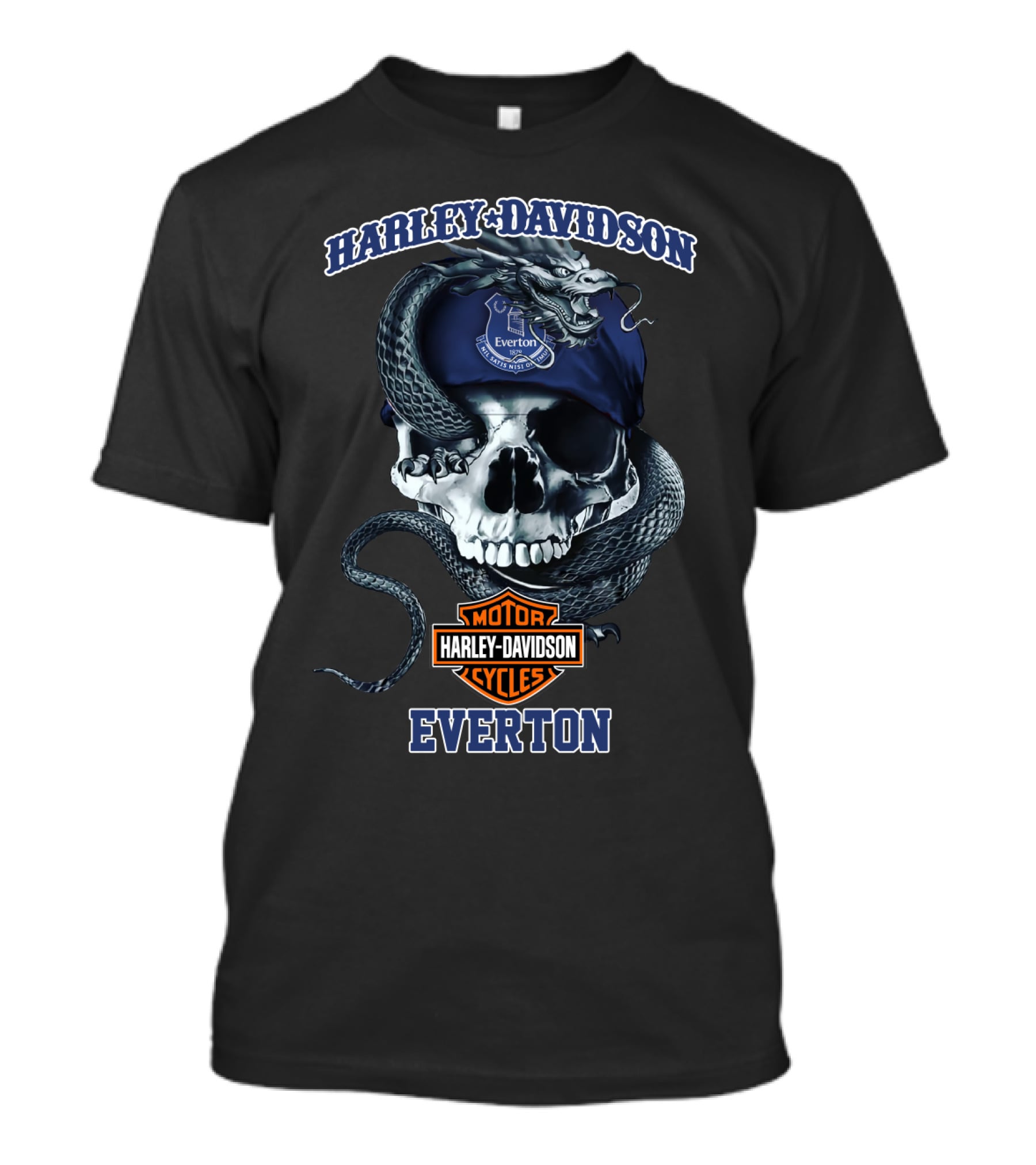 Harley Davidson Everton Motorcycles Skull Snake T-Shirt