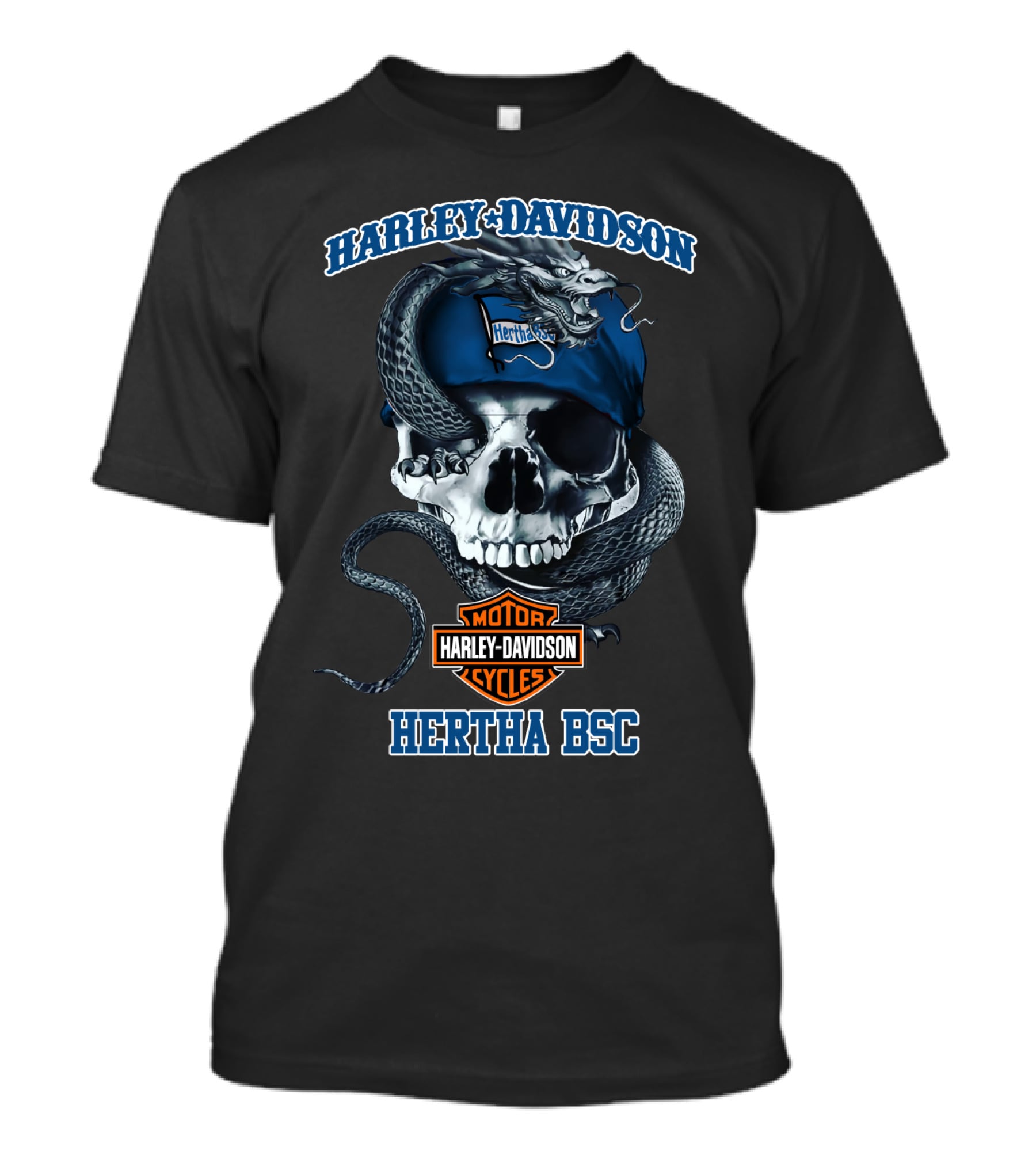 Harley Davidson Skull Snake Hertha Bsc T-Shirt