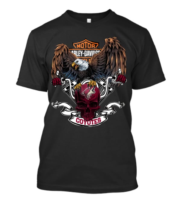 Harley Davidson Arizona Coyotes Nhl Bald Eagle Skull T-Shirt