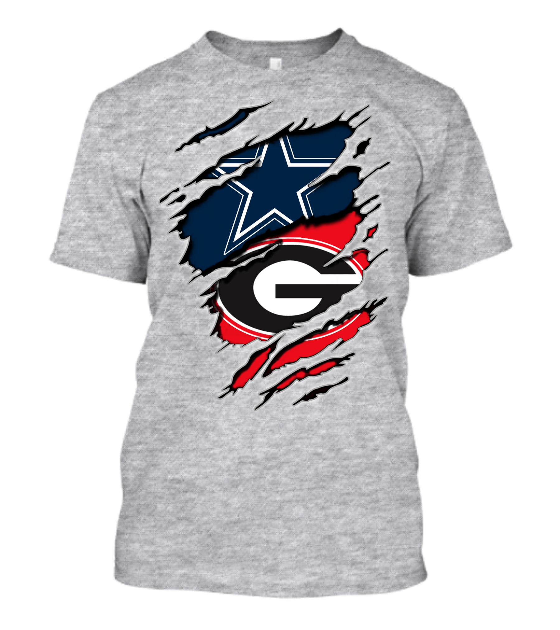 Dallas Cowboys Georgia Bulldogs Torn Flag T-Shirt