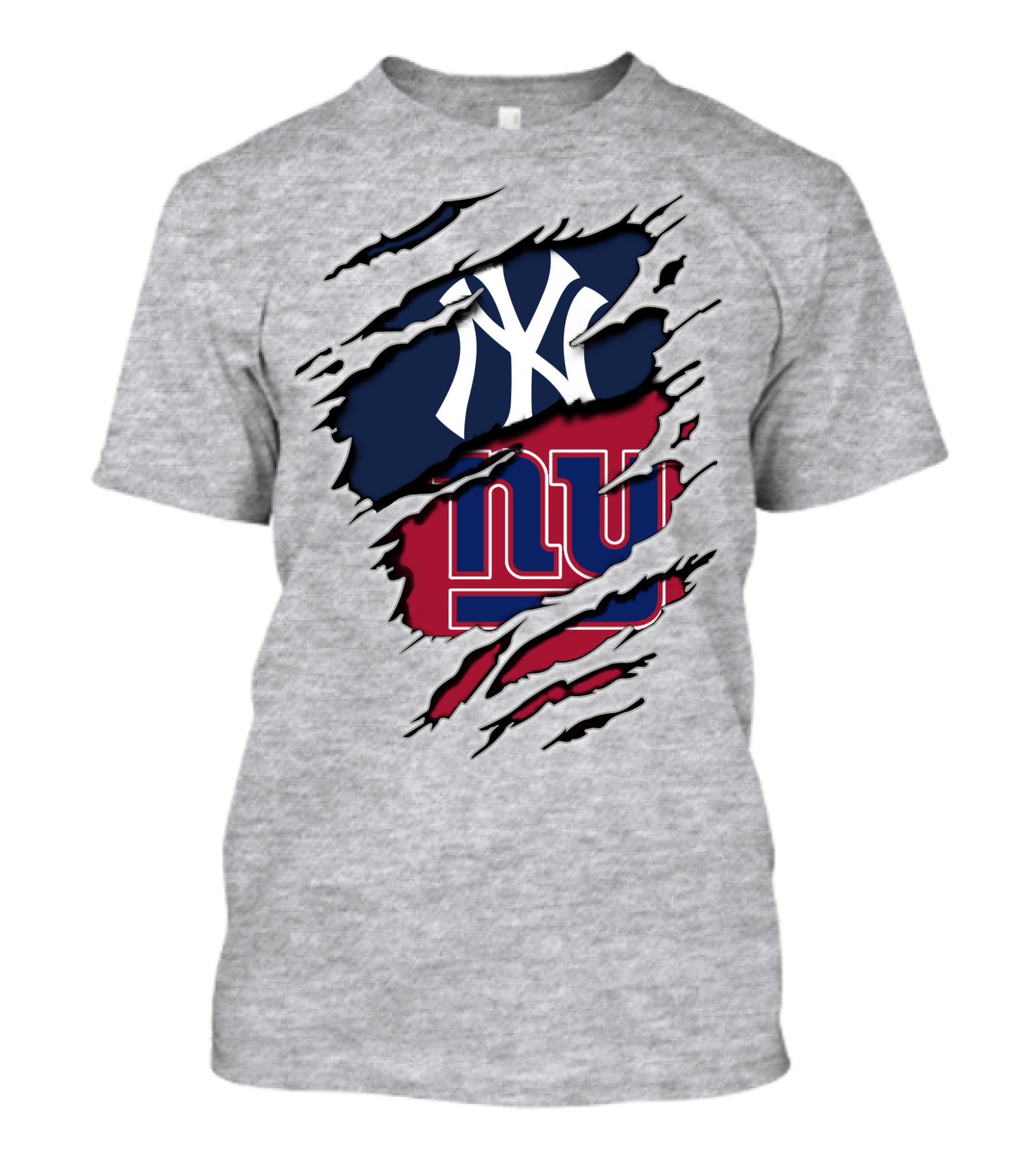 New York Yankees New York Giants Ripped Torn Combo T-Shirt
