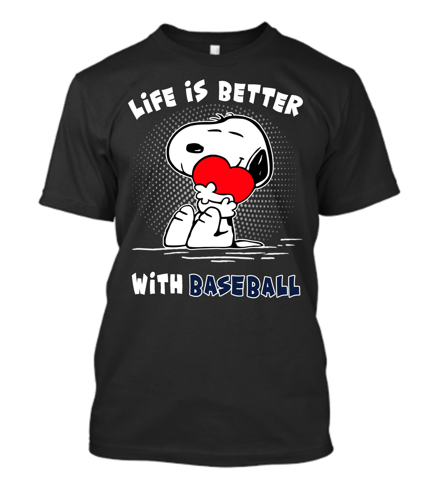 Life Is Better With Baseball Snoopy Hugging Heart T-Shirt