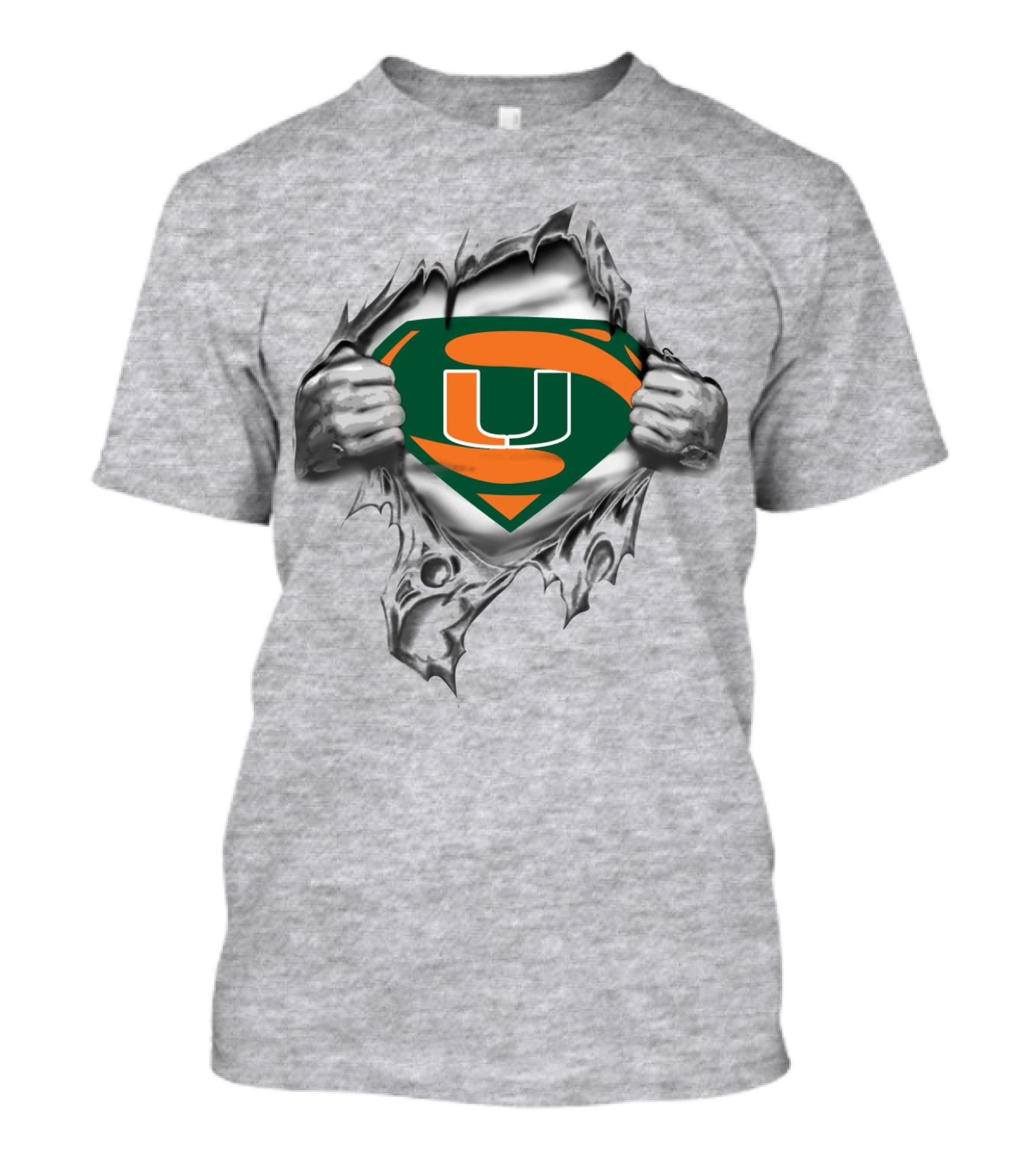Miami Hurricanes Super U Logo Ripped Chest T-Shirt