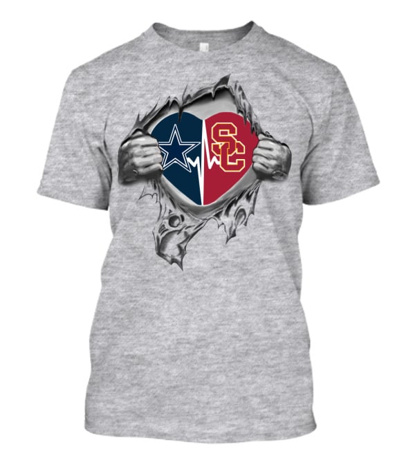Cowboys Trojans Heartbeat Love Fan Passion T-Shirt