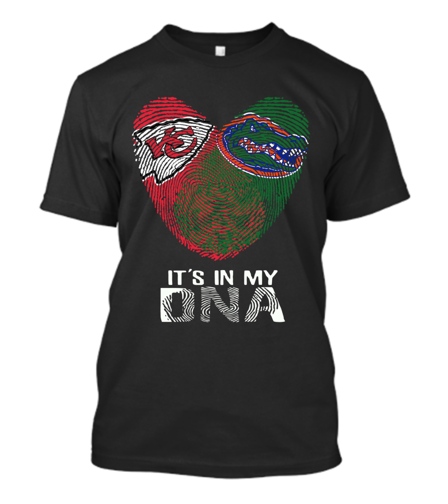 Chiefs Gators It's In My DNA Fingerprint Heart T-Shirt