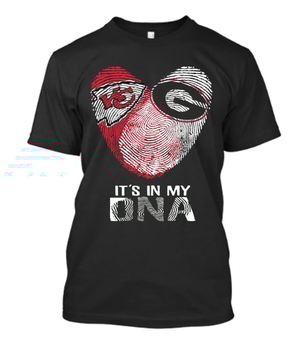 Chiefs Bulldogs It's In My Dna Heart Fingerprint T-Shirt