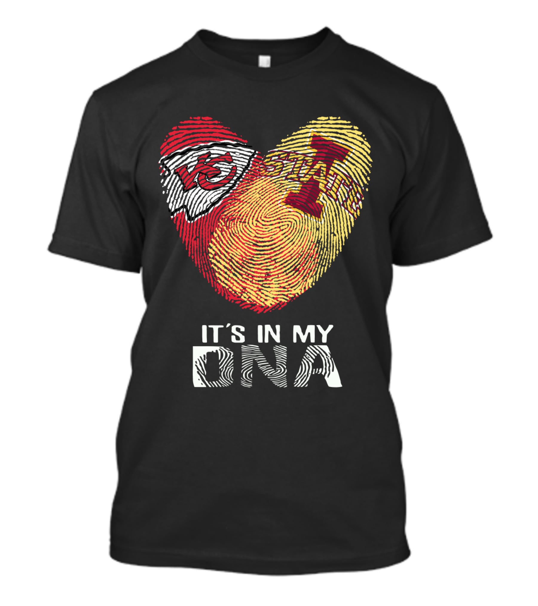 Chiefs Iowa State Fingerprint Heart It's In My Dna T-Shirt