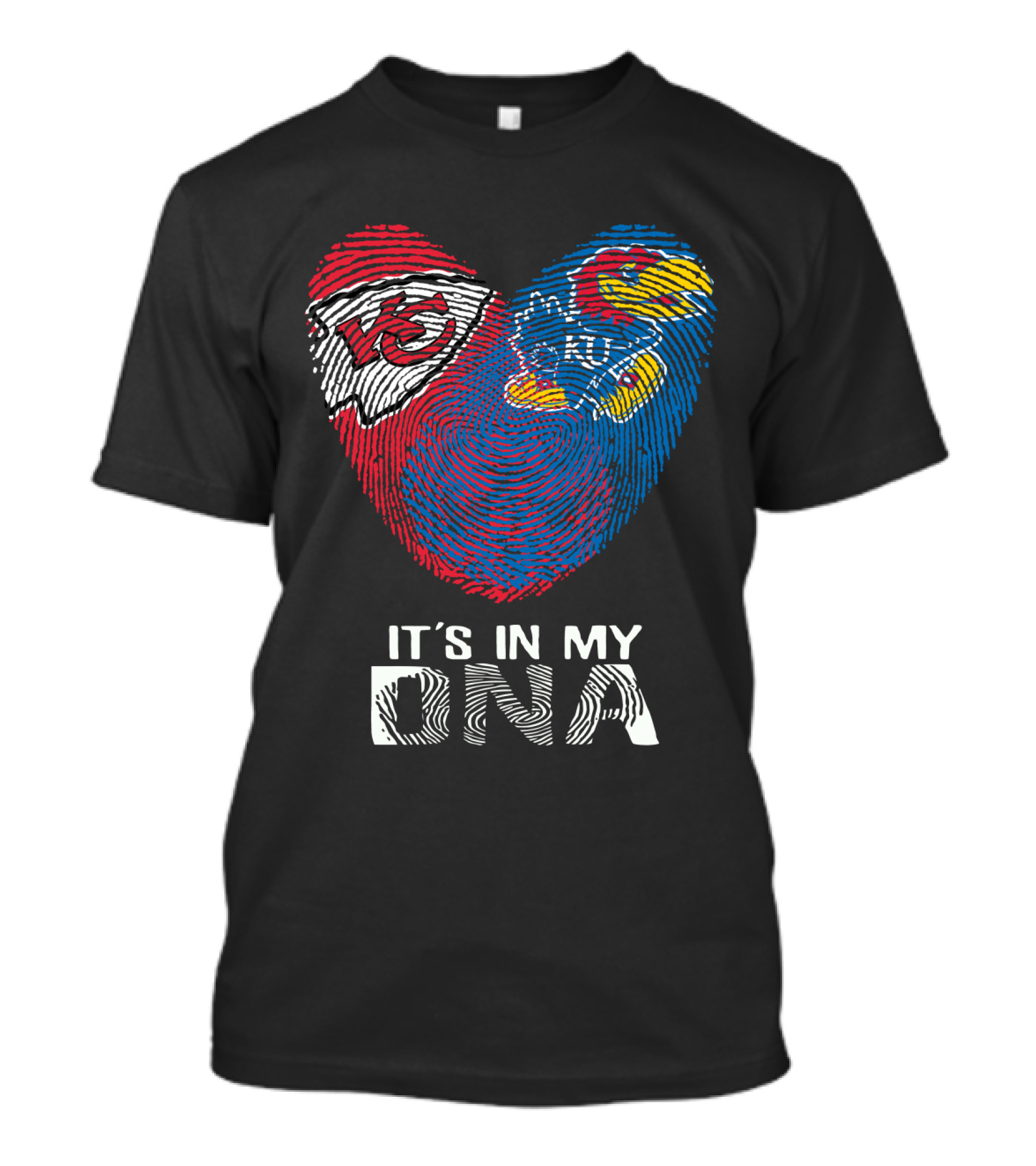 Chiefs KU Jayhawks It's In My DNA Fingerprint Heart T-Shirt