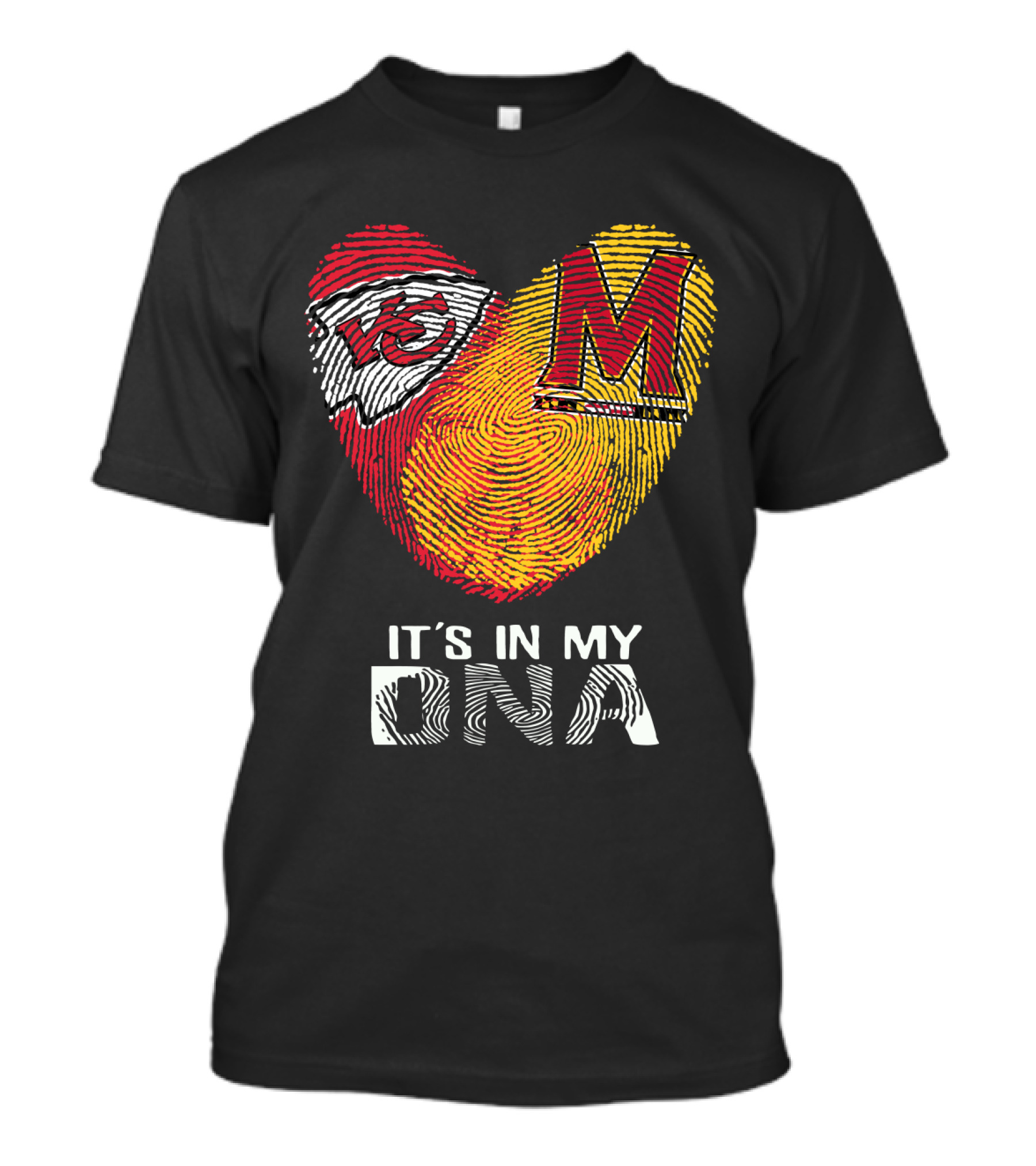 Chiefs Maryland Heart It's In My DNA Fingerprint T-Shirt