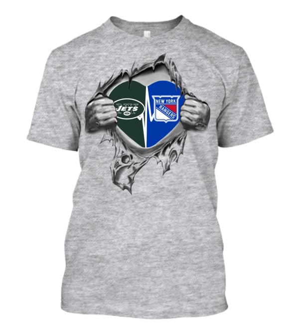 Jets Rangers New York Heart Fan Passion T-Shirt