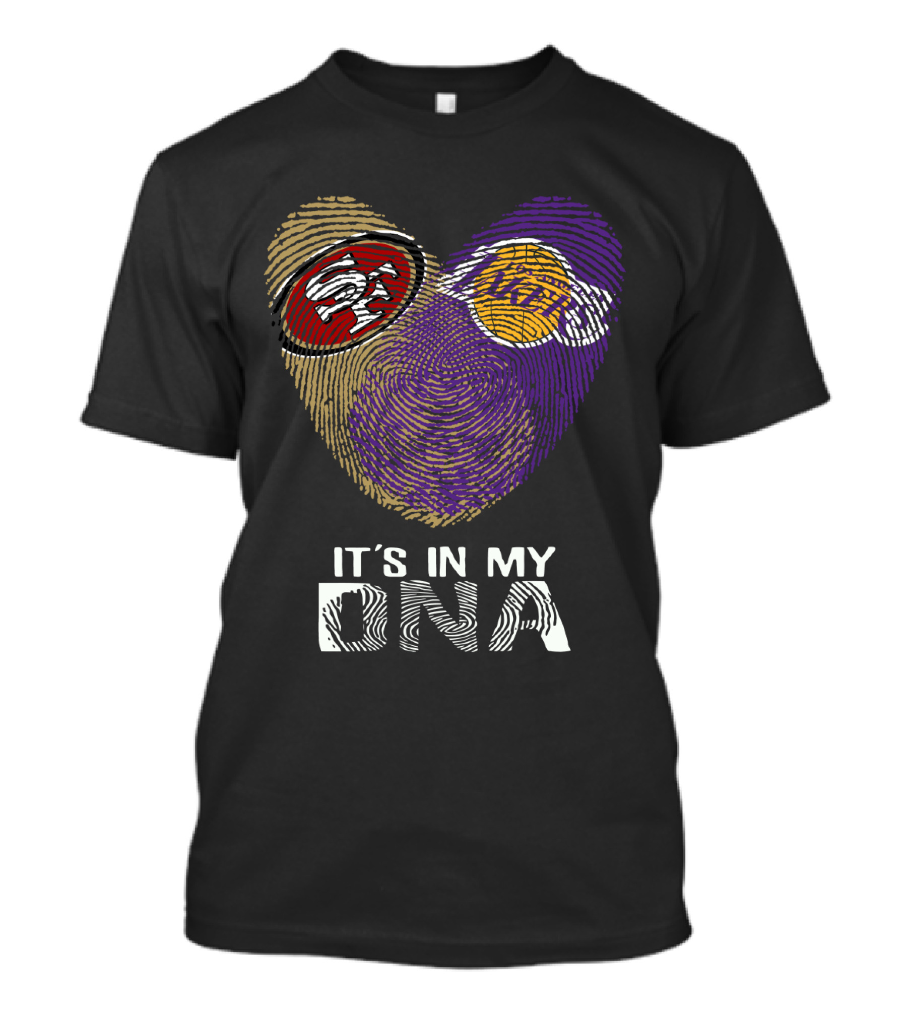 49ers Lakers It's In My DNA Fingerprint Heart T-Shirt