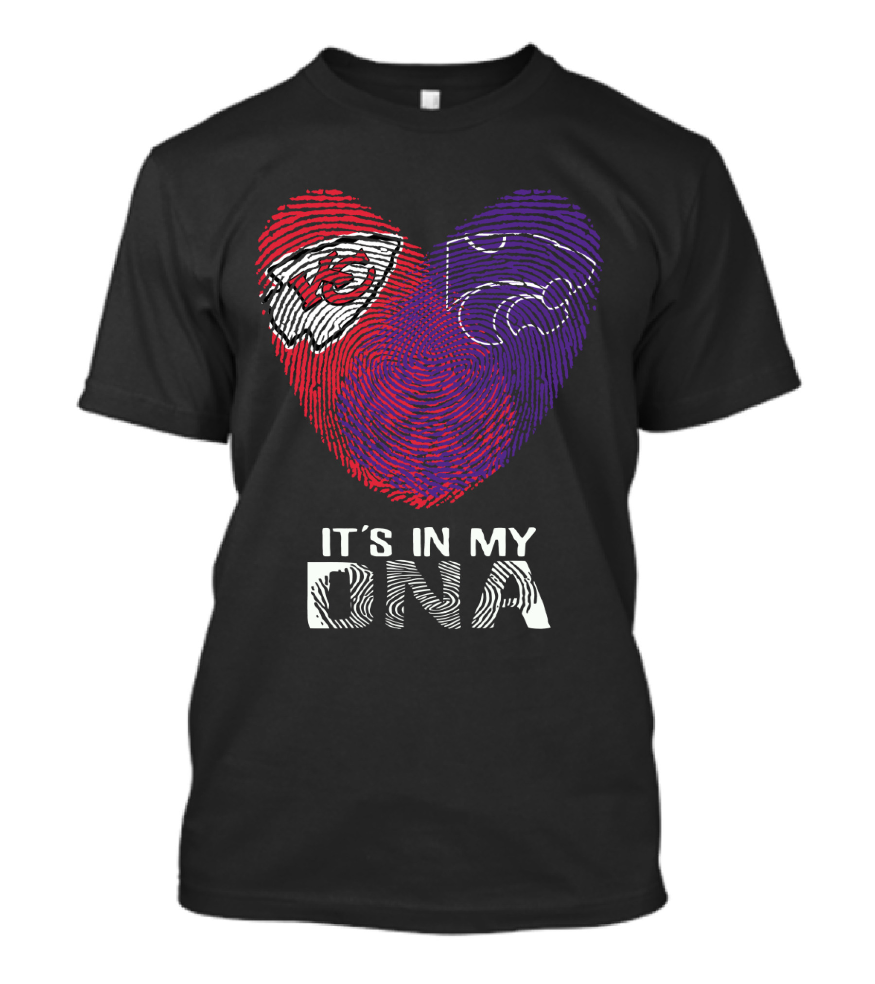 Chiefs Kansas State It's In My DNA Heart Fingerprint T-Shirt