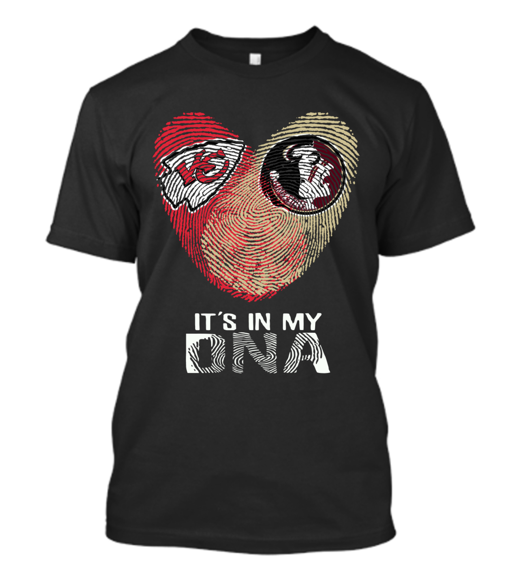Chiefs Seminoles Fingerprint Heart It's In My Dna T-Shirt