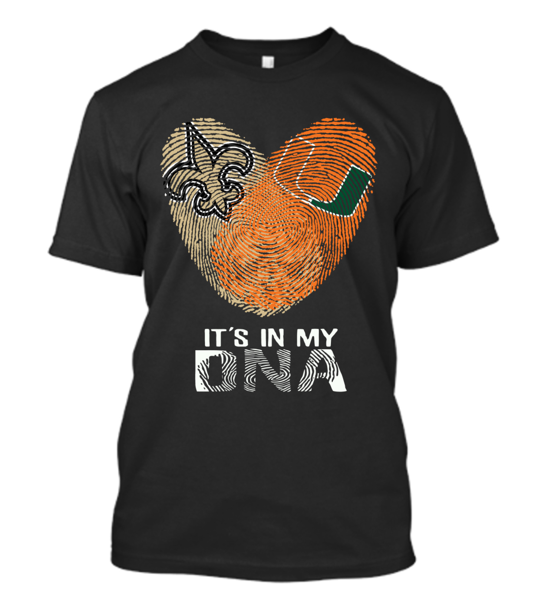 Saints Hurricanes It's In My DNA Fleur De Lis And Fingerprint Heart T-Shirt