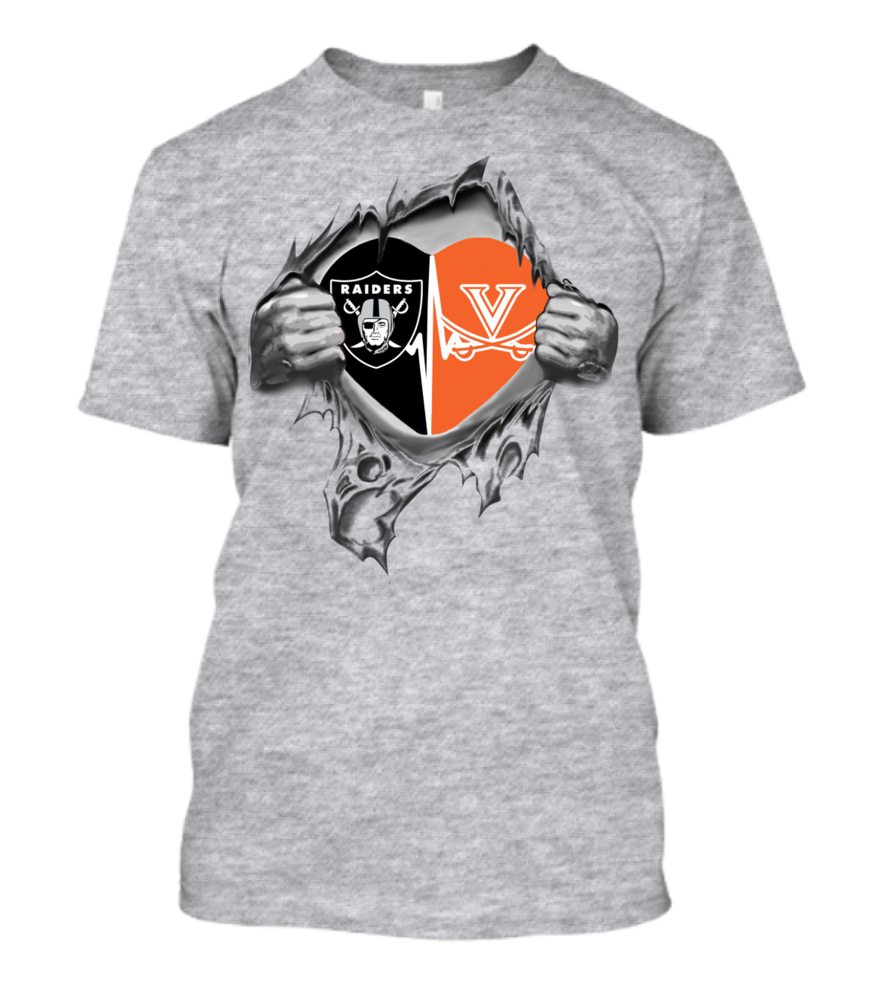 Raiders Cavaliers Heartbeat With Split Shield T-Shirt