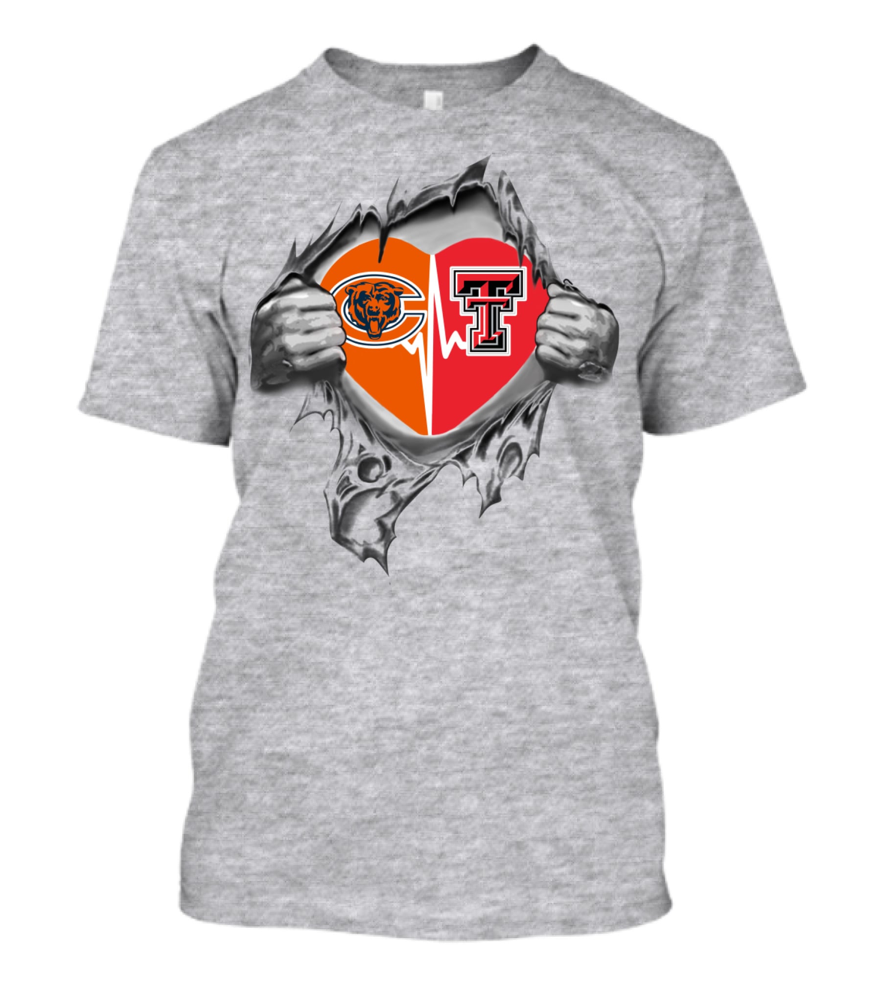 Bears Texas Tech Split Heart T-Shirt