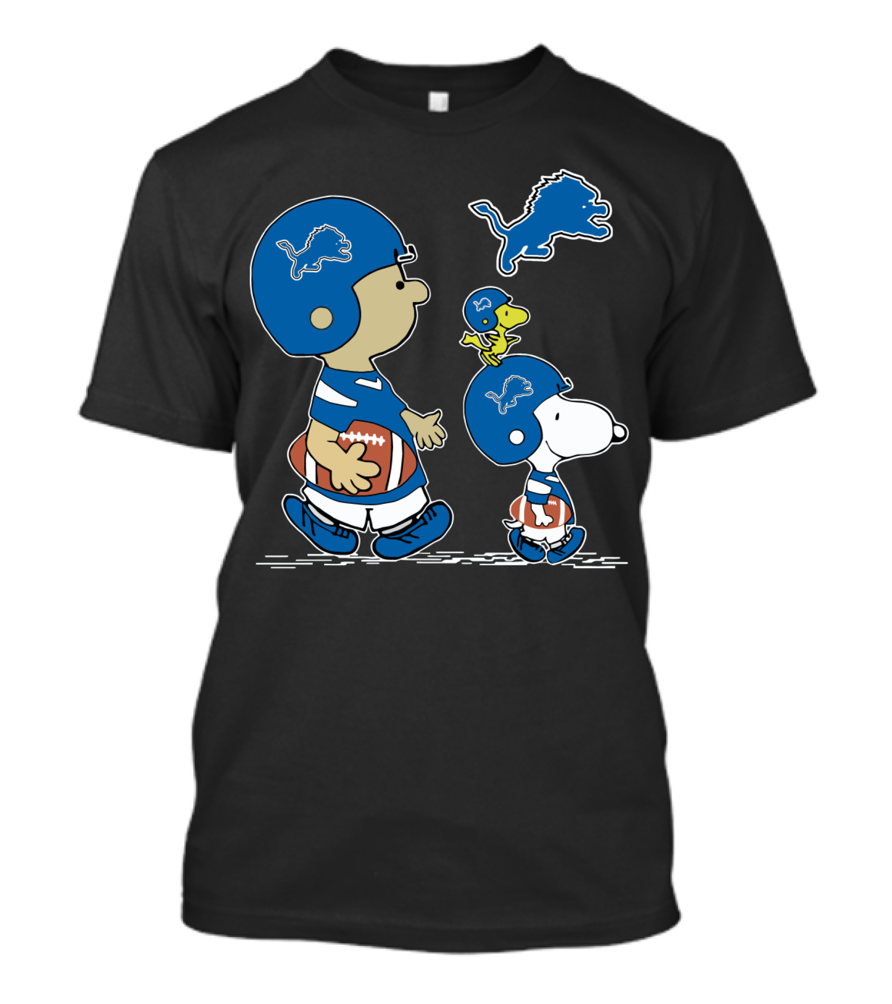 Peanuts Snoopy Woodstock Detroit Lions Football T-Shirt