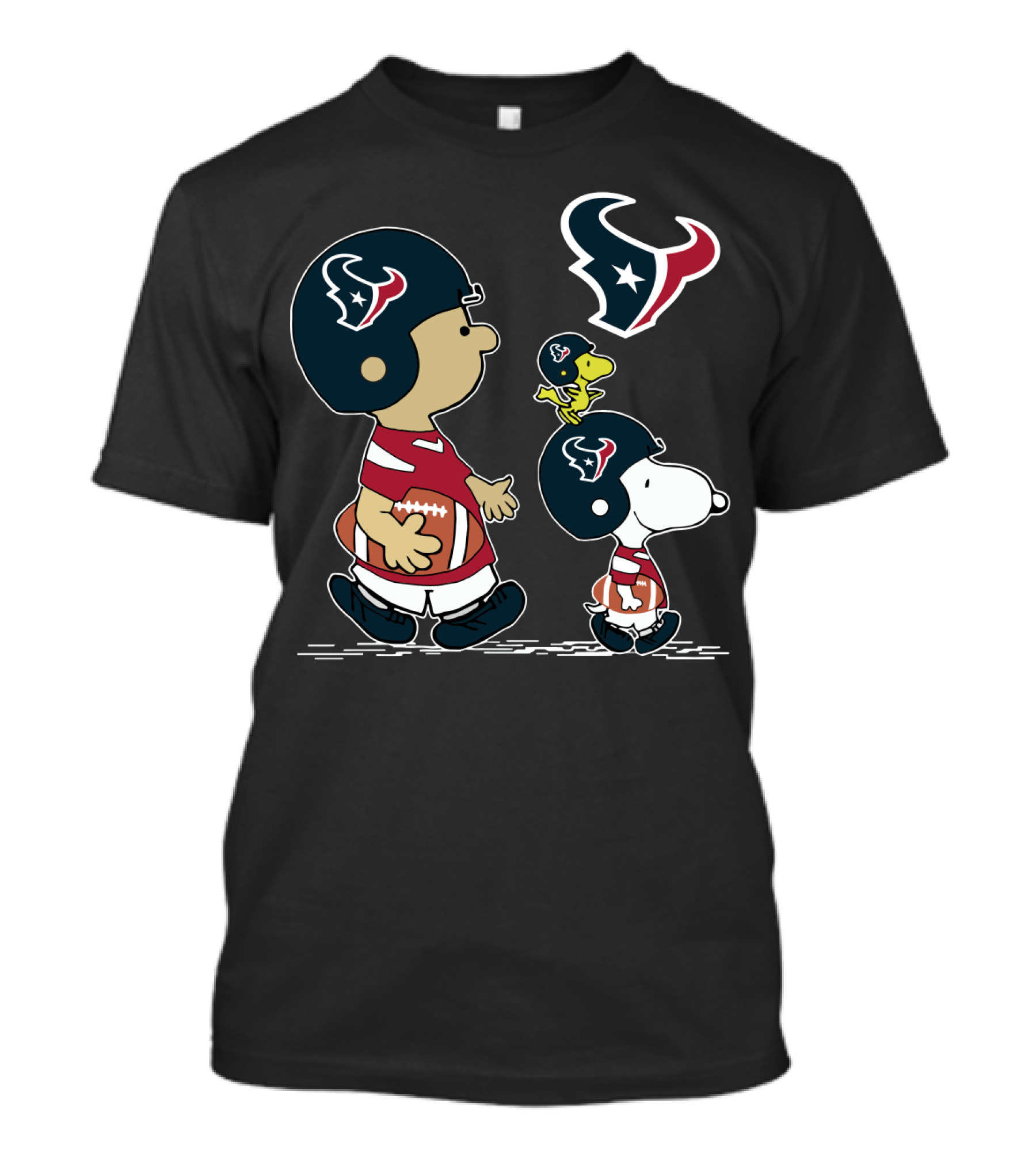 Texans Snoopy Football Adventure With Woodstock And Charlie Brown T-Shirt