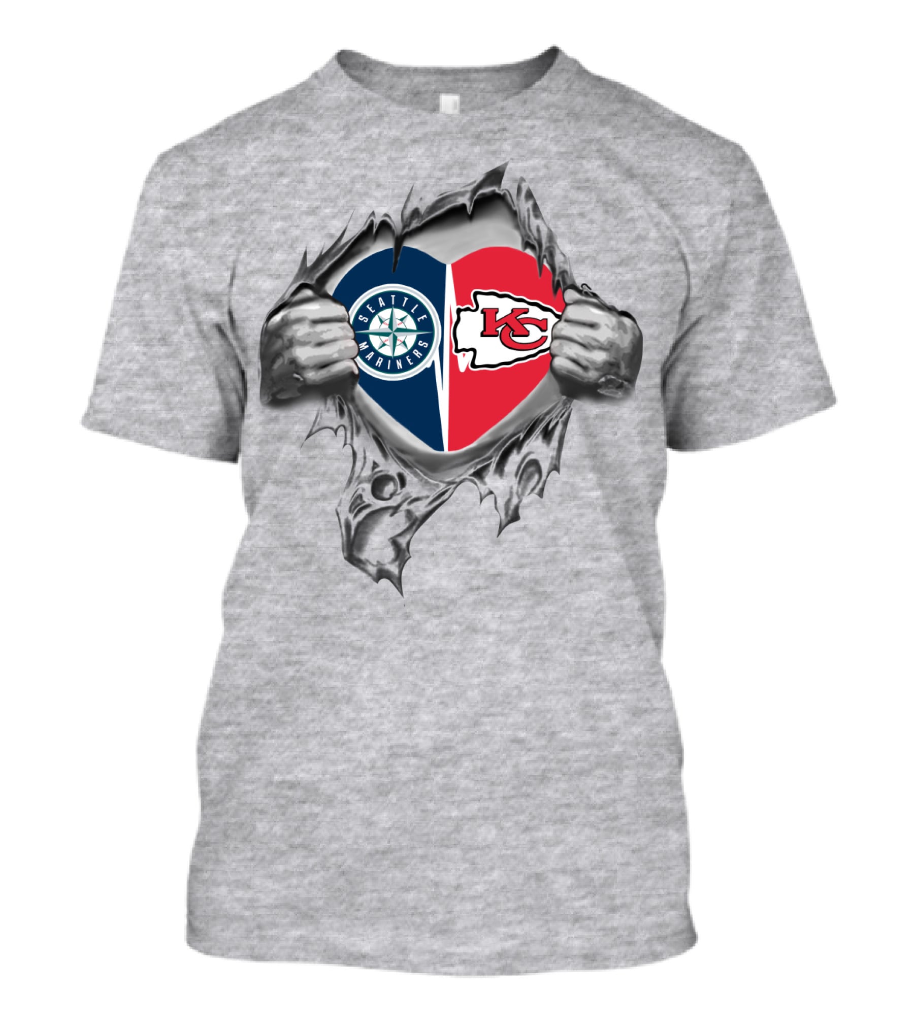 Seattle Mariners Kansas City Chiefs Heart T-Shirt