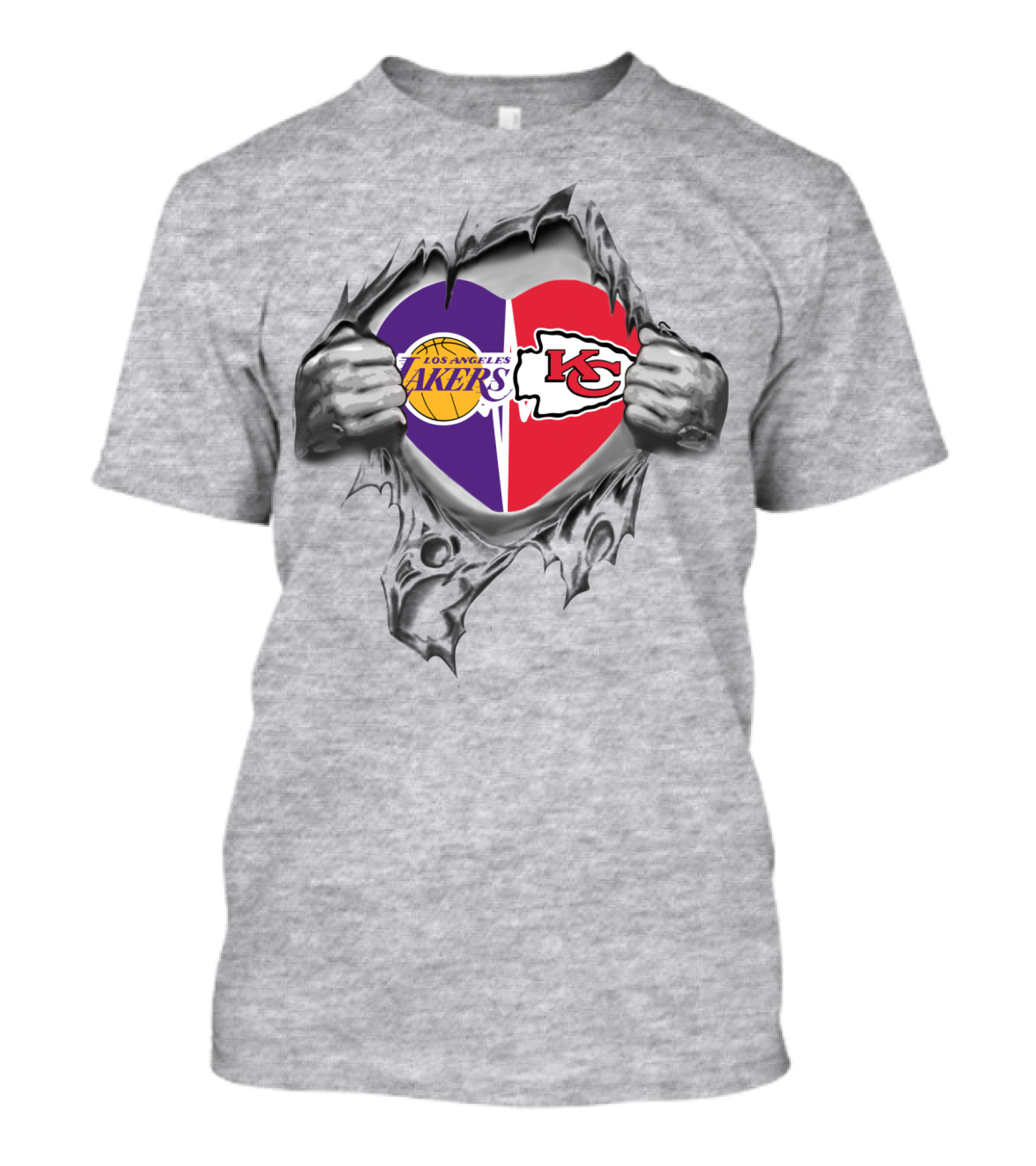Los Angeles Lakers And Kansas City Chiefs Heart T-Shirt