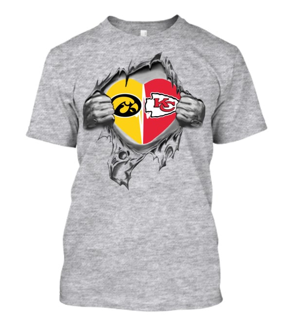 Iowa Hawkeyes And Kansas City Chiefs Heart In My Heart T-Shirt