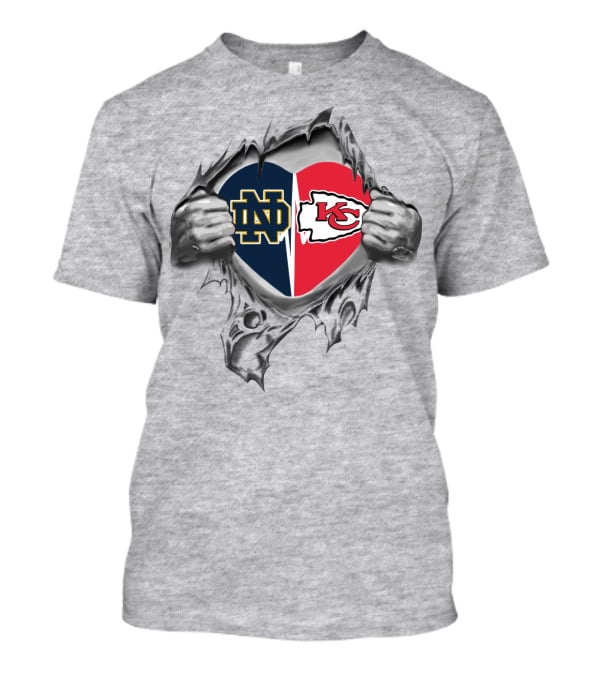 Chiefs Notre Dame ND Heart Logo Chiefs Football T-Shirt