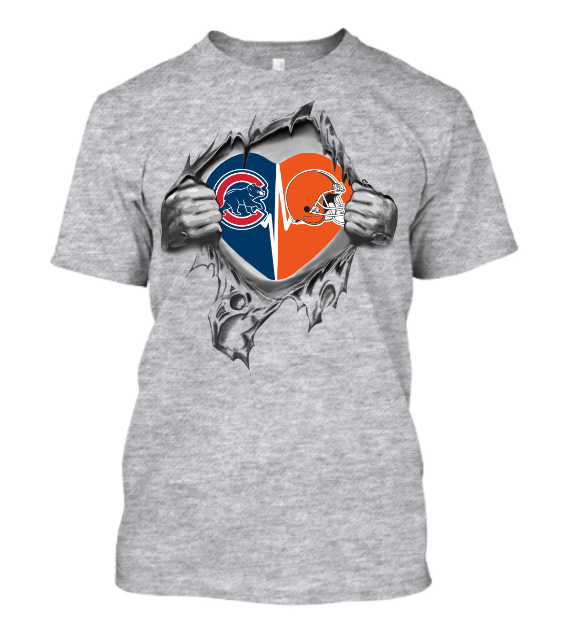 Browns Cubs Heart Torn Open T-Shirt