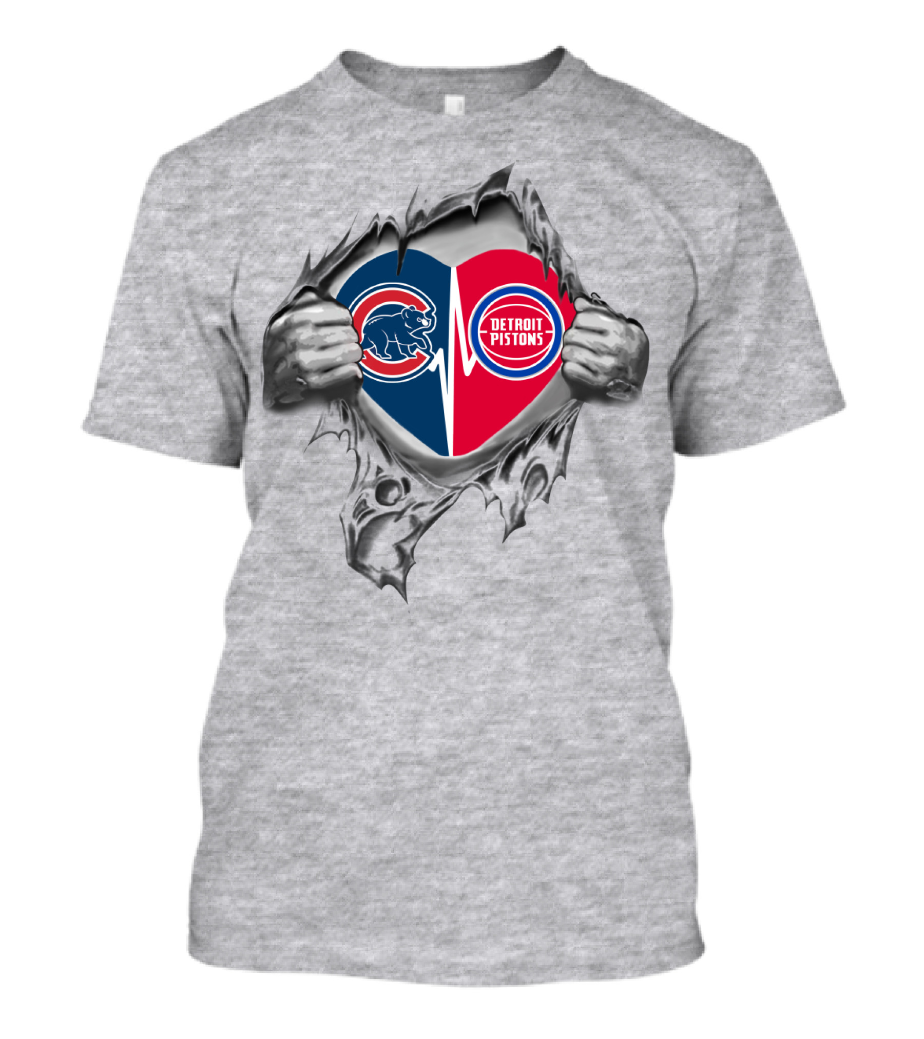 Cubs Detroit Pistons Heartbeat Passion T-Shirt