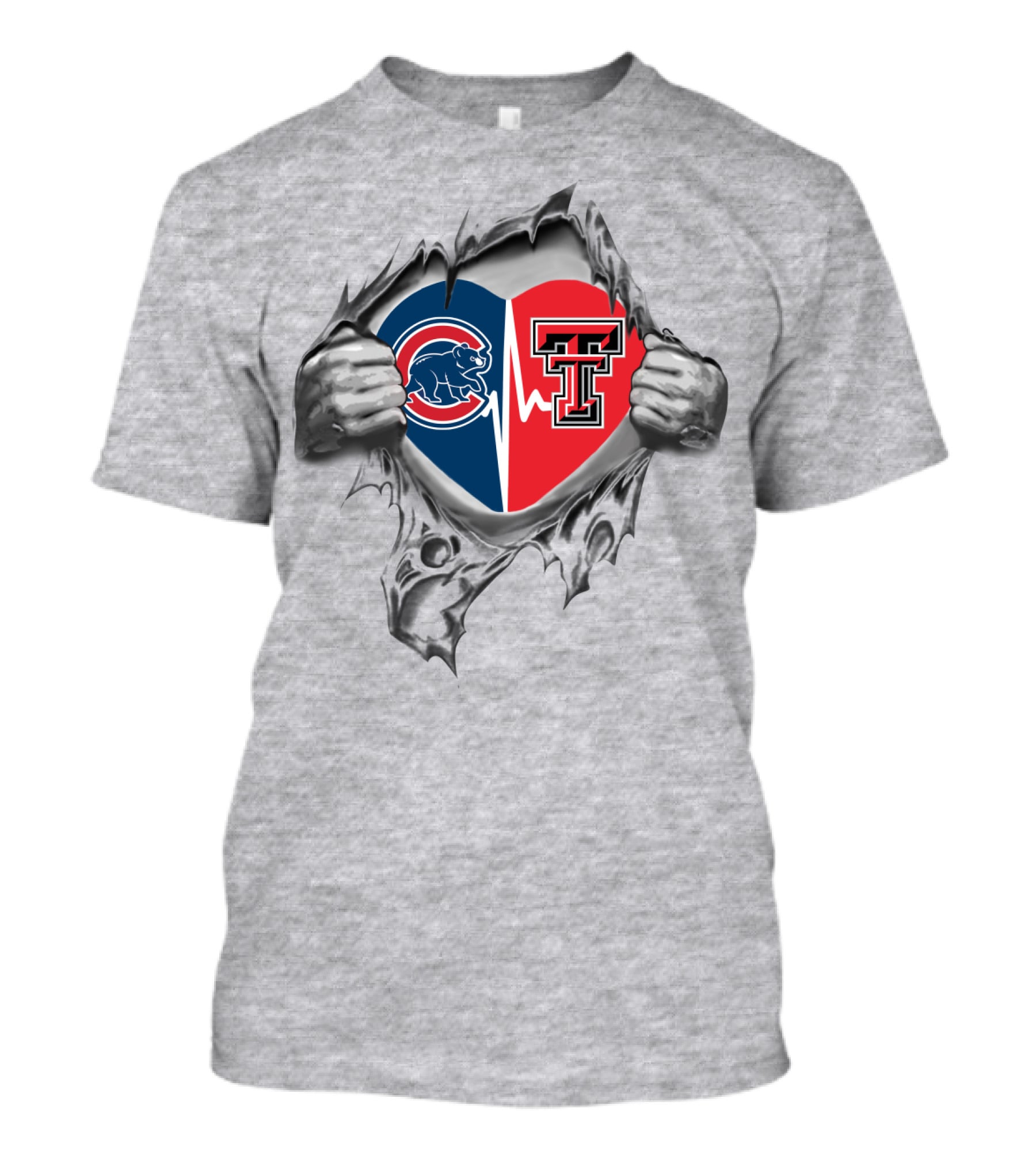 Cubs Texas Tech Heart Torn Chest T-Shirt