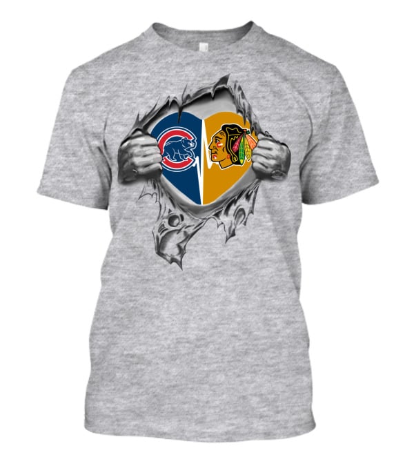 Cubs Blackhawks Love Inside Heartburst T-Shirt