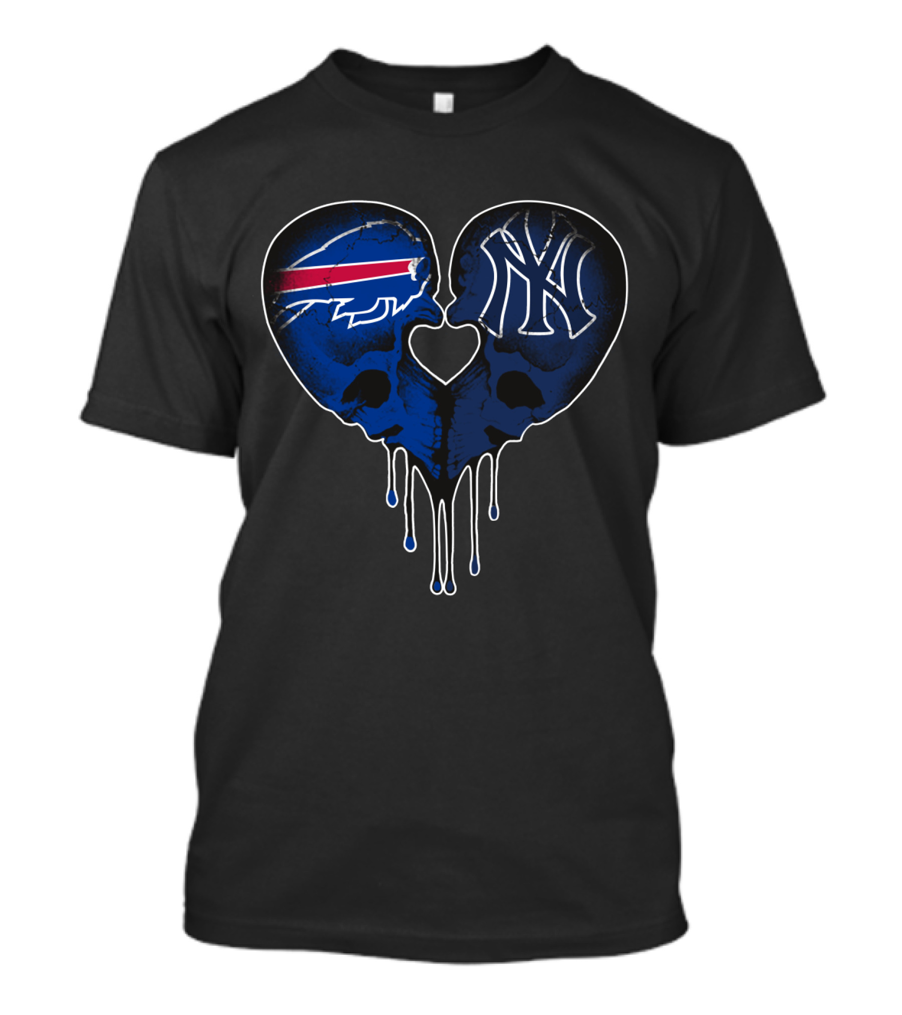 Buffalo Bills New York Yankees Skull Heart Love T-Shirt