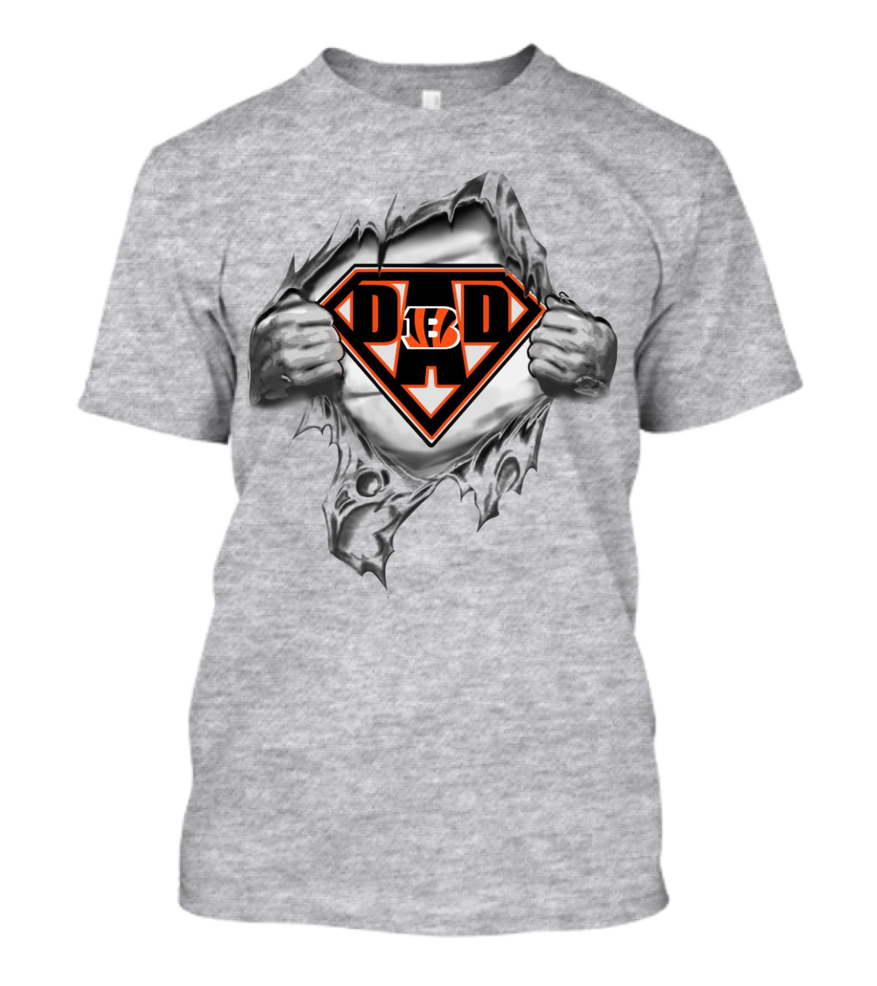 Bengals Super Dad Hero Emblem With Tiger Stripe T-Shirt