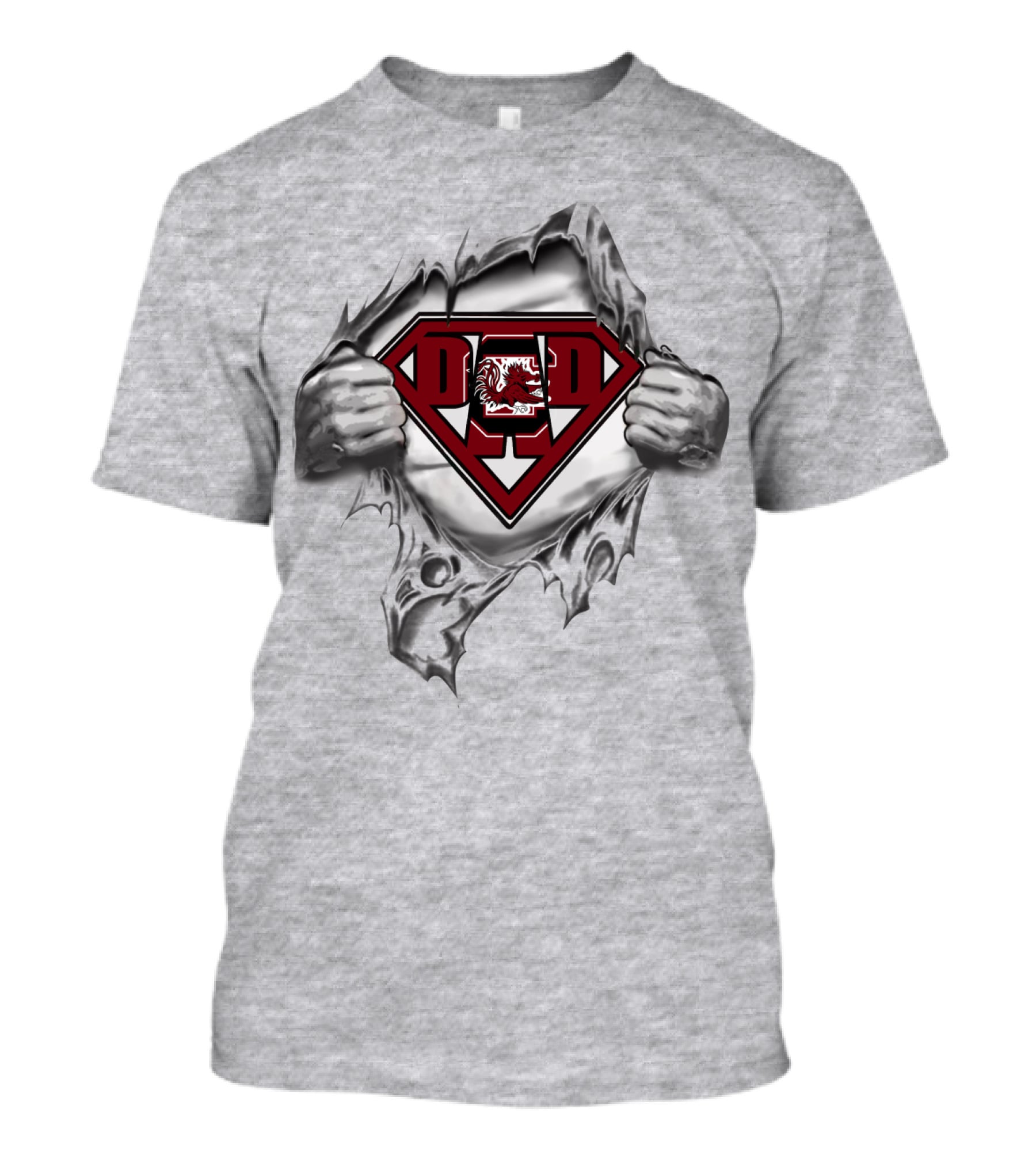 Gamecocks Dad Superhero Emblem T-Shirt