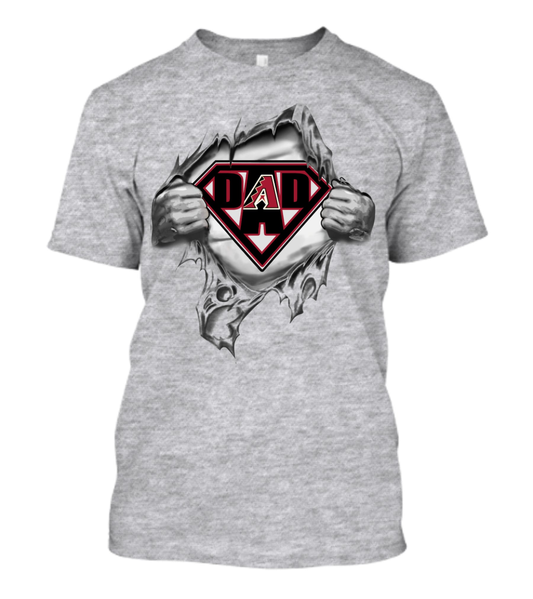 Arizona Diamondbacks Dad Superman Style Logo Rip T-Shirt