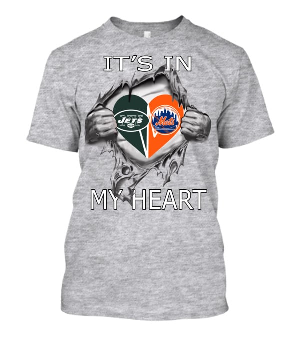 It's In My Heart Jets Mets Heart Logos T-Shirt
