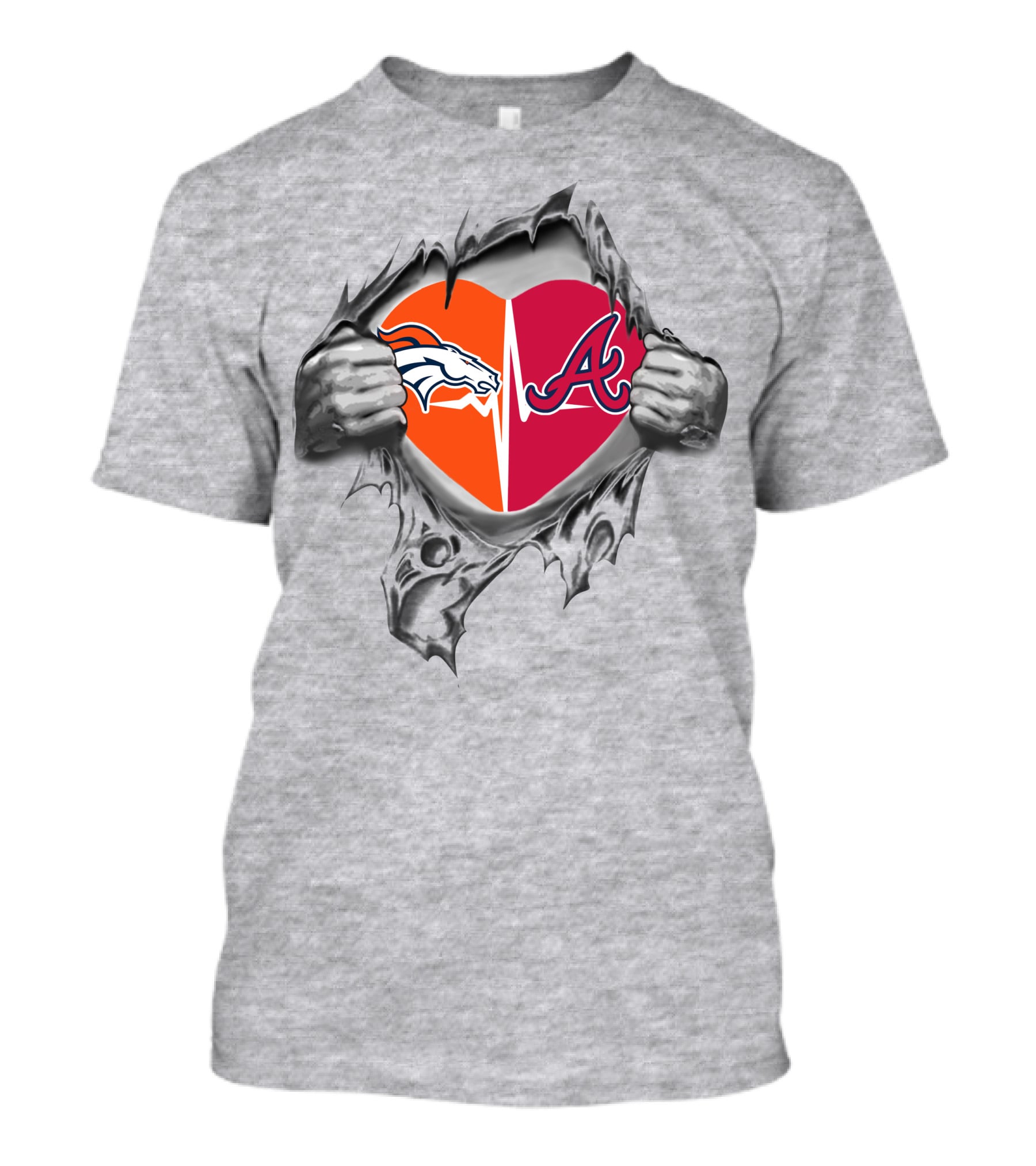 Broncos Braves Heartbeat Broncos Heart T-Shirt