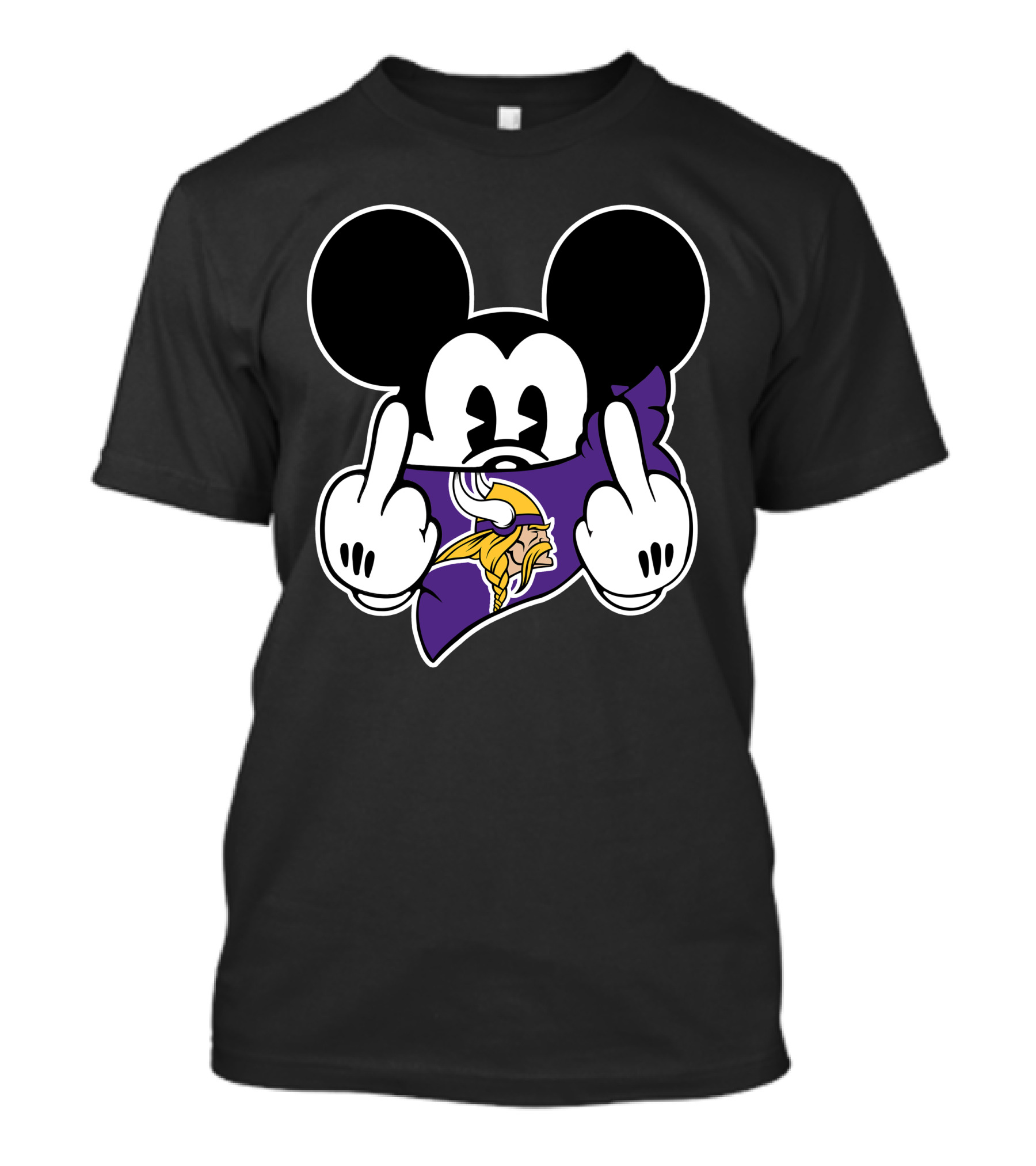 Vikings Mickey Mouse Middle Finger Gesture T-Shirt