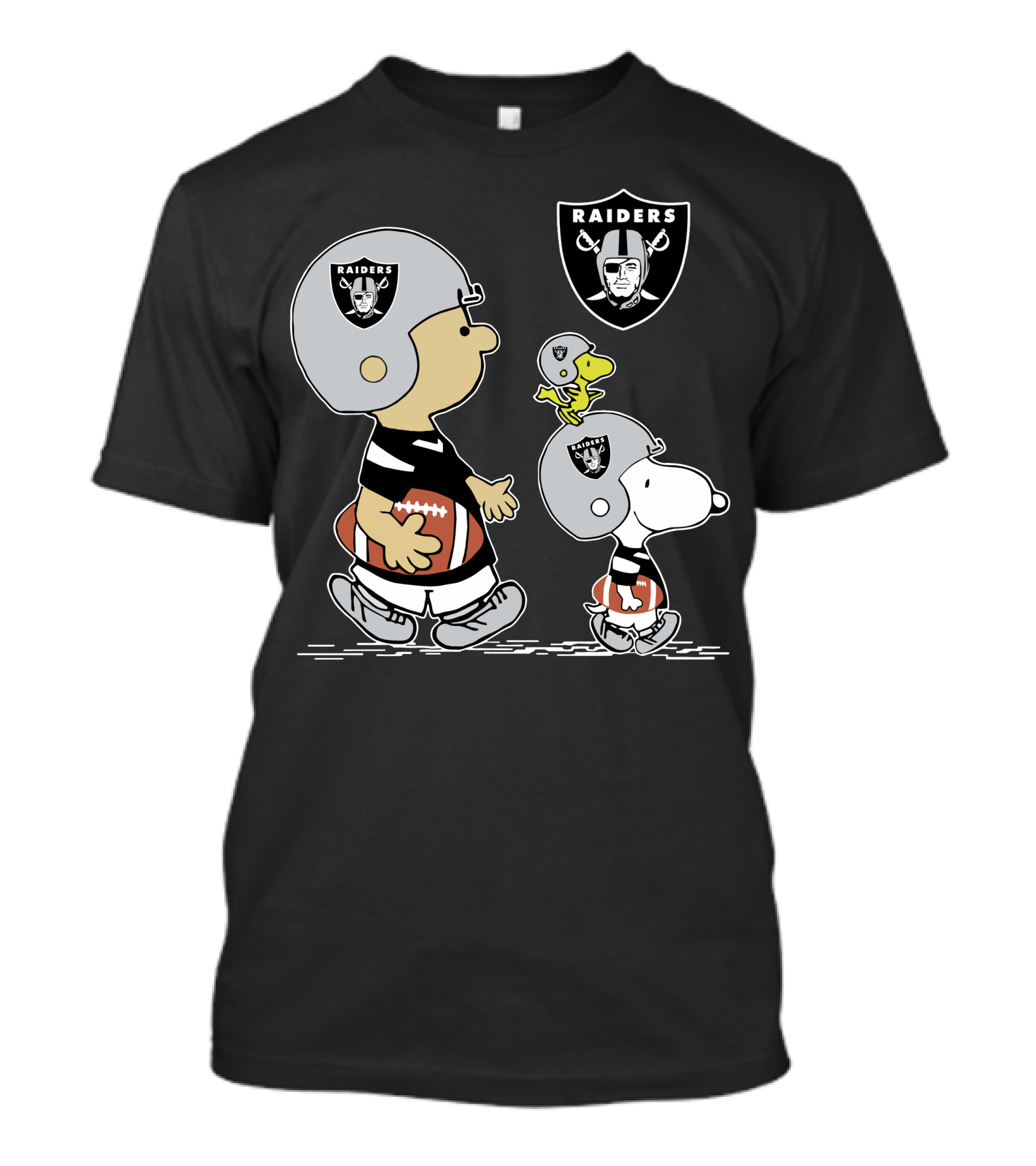 Raiders Snoopy Charlie Brown Woodstock Football T-Shirt